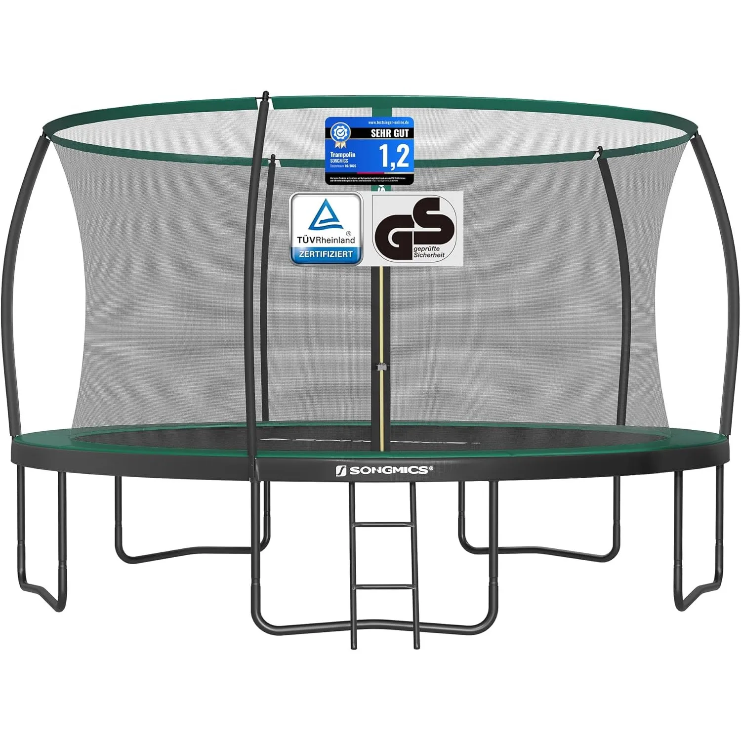 SONGMICS Trampolin Outdoor Ø 244/305/366/427 cm, rundes Gartentrampolin Kindertrampolin mit Sicherheitsnetz, Randabdeck…