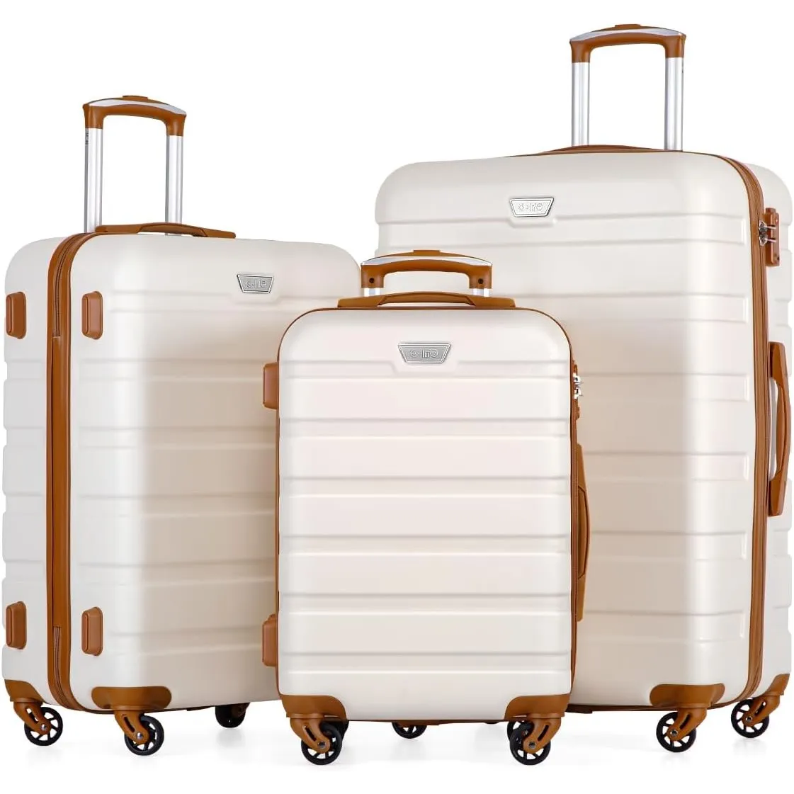 COOLIFE 3-Teiliges Kofferset für Familienreisen, M+L+XL, ABS+PC,Hartschale