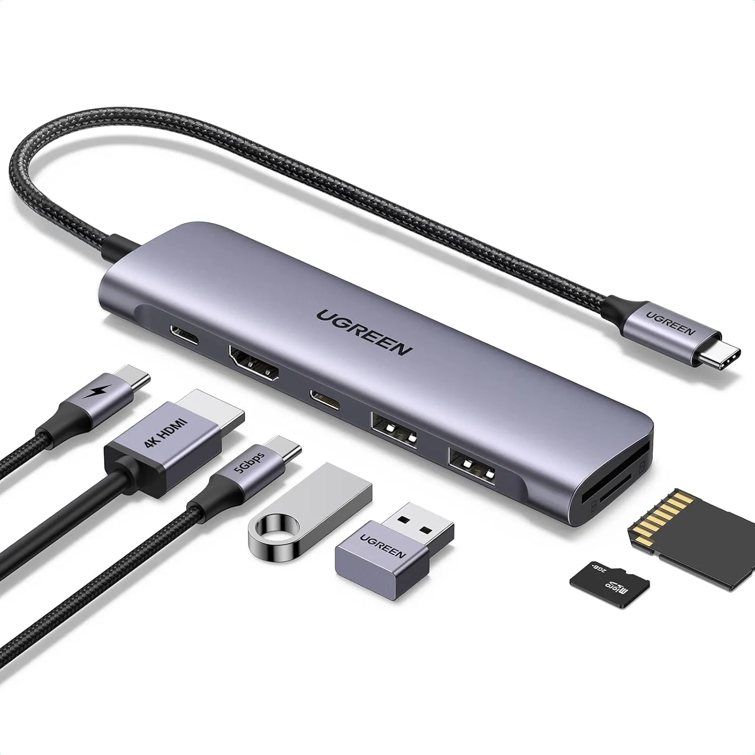 UGREEN Revodok 1071 USB C Hub HDMI 4K, PD 100W, USB 3.0 Datenports, SD/TF Kartenleser Multiport Adapter Kompatibel mit …
