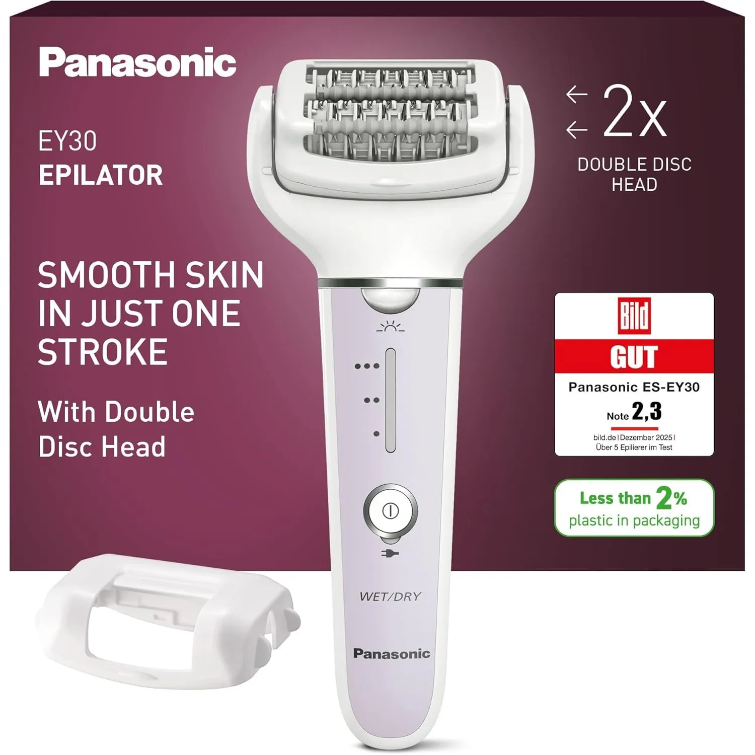 Panasonic ES-EY30 Nass/Trockenepilierer Damen, Dual Disc mit 60 Pinzetten, 90° schwenkbarer Kopf, 3 Geschwindigkeiten &…