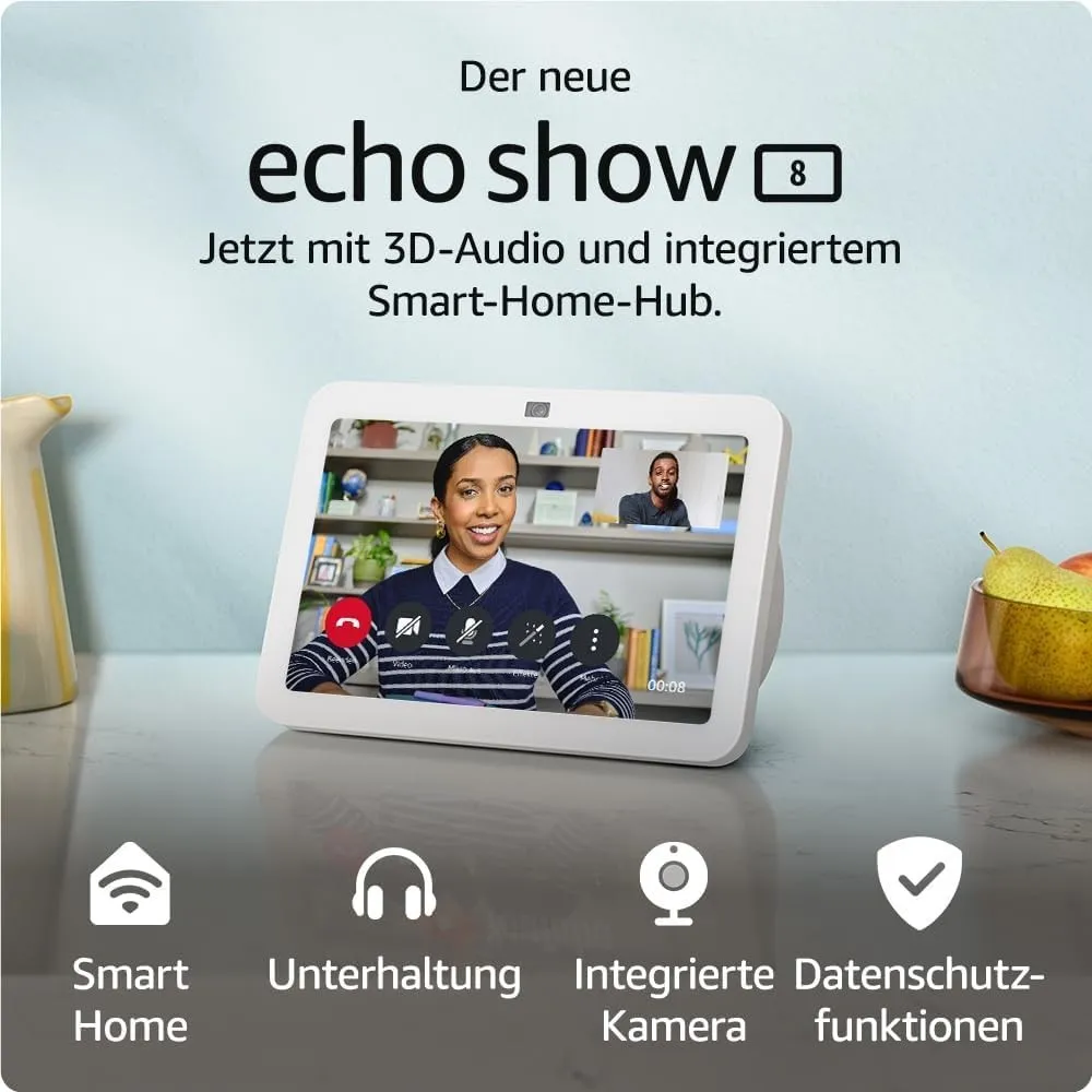 Zertifiziert und generalüberholt Echo Show 8 (3. Gen., 2023) | Smarter HD-Touchscreen mit 3D-Audio, Smart-Home-Hub und …