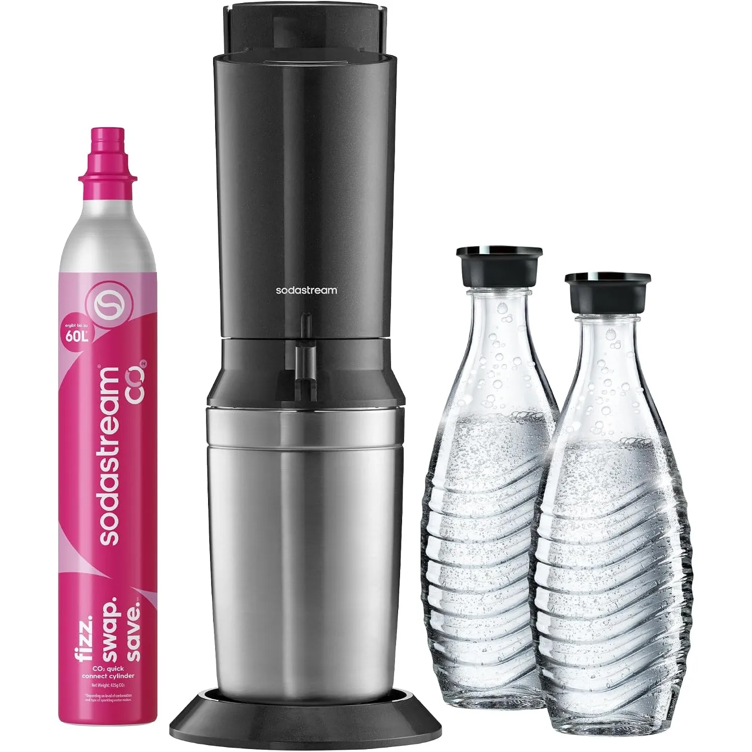 SodaStream CRYSTAL 3.0 Wassersprudler - 2x 0,7L Glaskaraffe & CO2-Zylinder