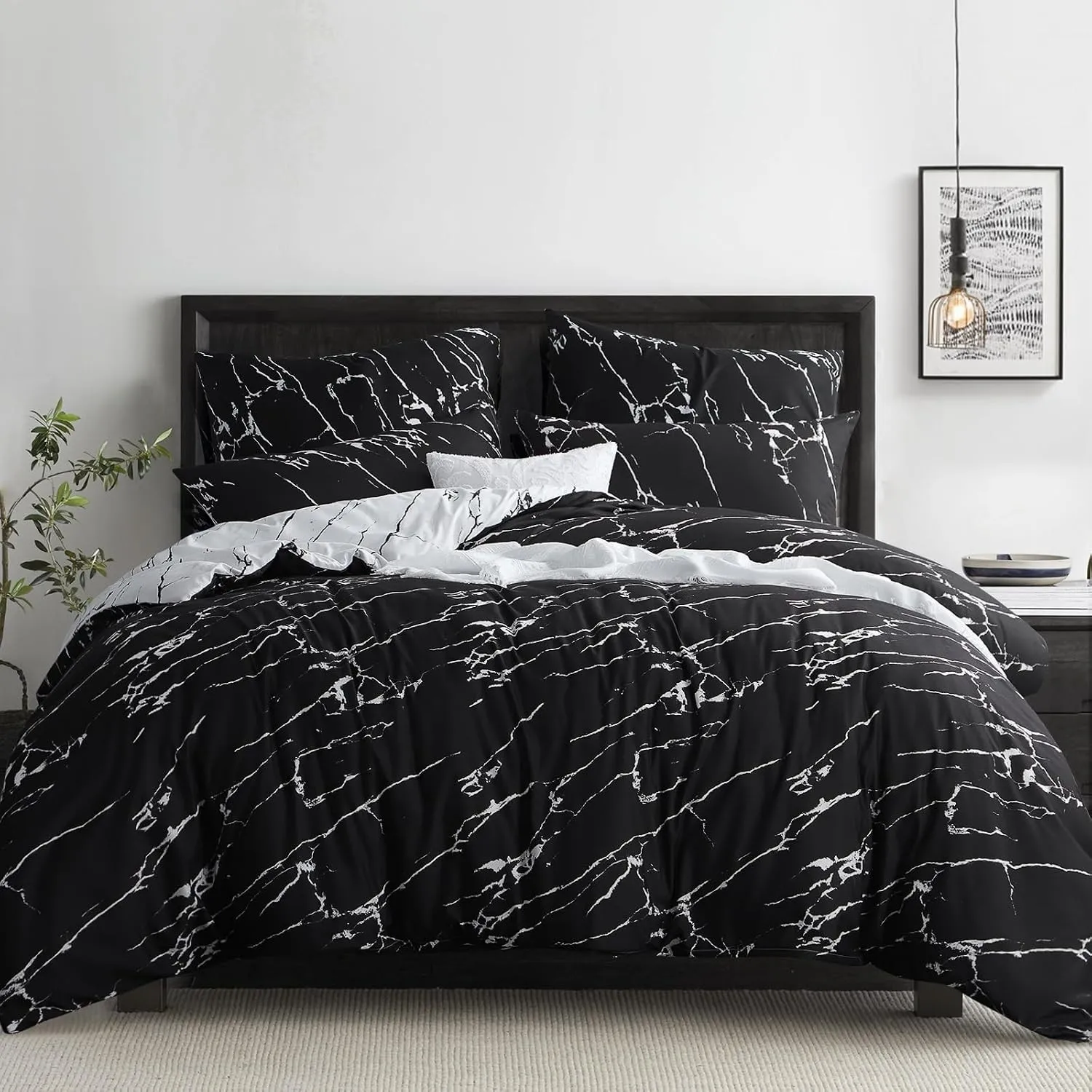 RUIKASI Bettwäsche 220x240 3 teilig Schwarz - Bettbezug 220 x 240 Set mit Marmor Muster, Bettwäsche-Sets 220x240cm aus …