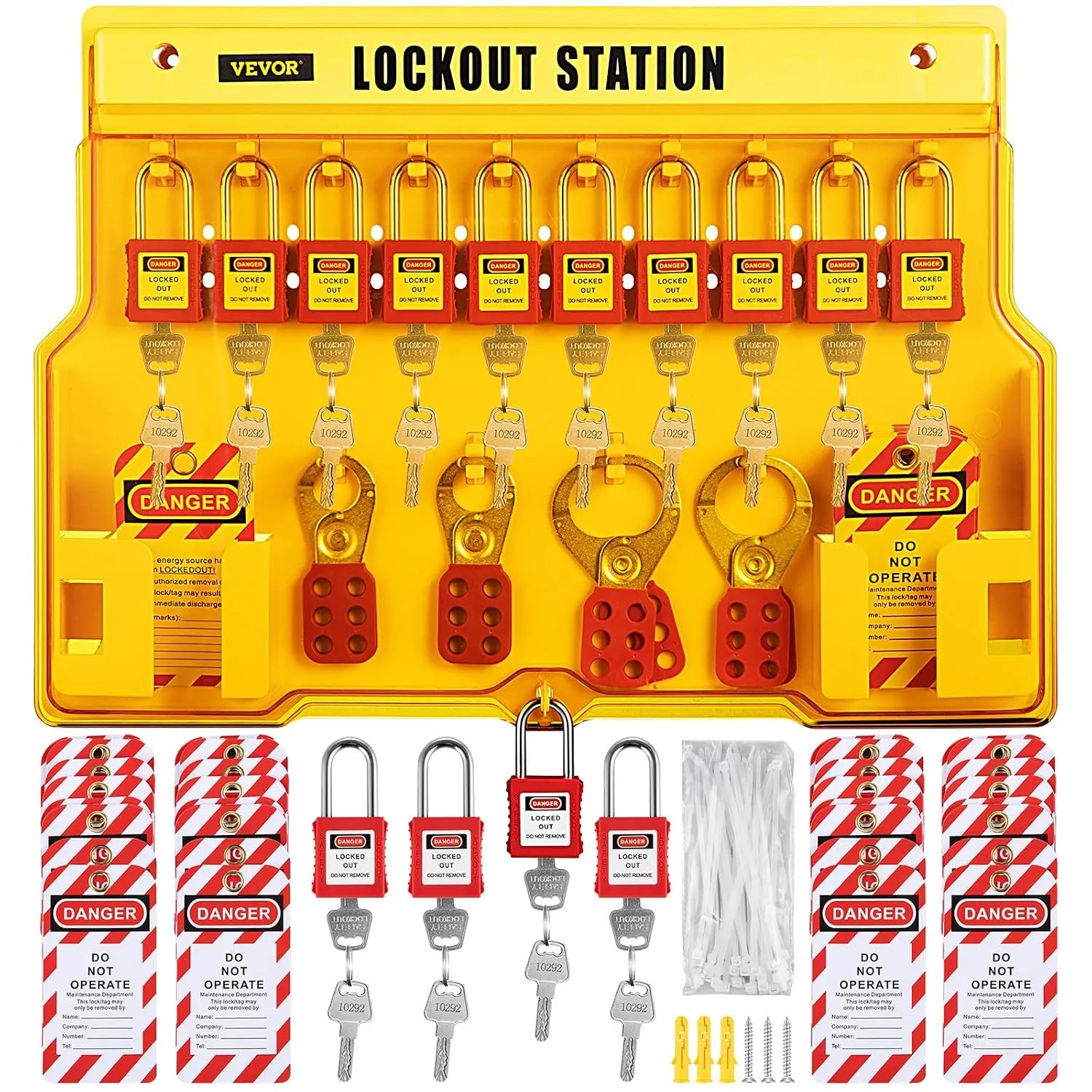 VEVOR Lockout Tagout Kit 58 Stk. Trennschalterschloss, Hasps Tags und Sicherheits Aufbewahrungstasche für Vorhängeschlö…