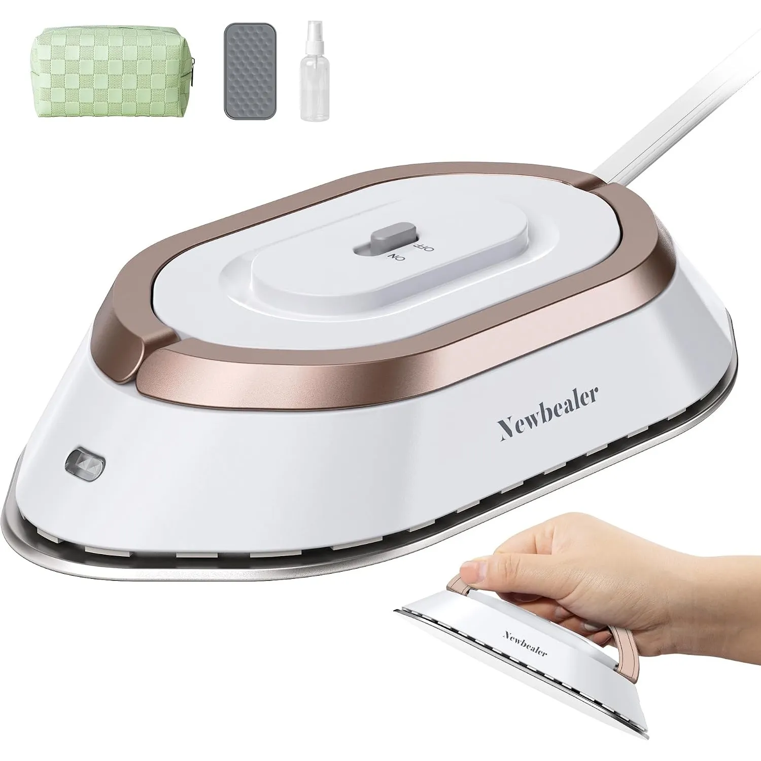 Newbealer Mini Reisebügeleisen mit Universalspannung 100-240V, Kompaktes Bügeleisen für Kleidung (kein Dampf), Keramikf…
