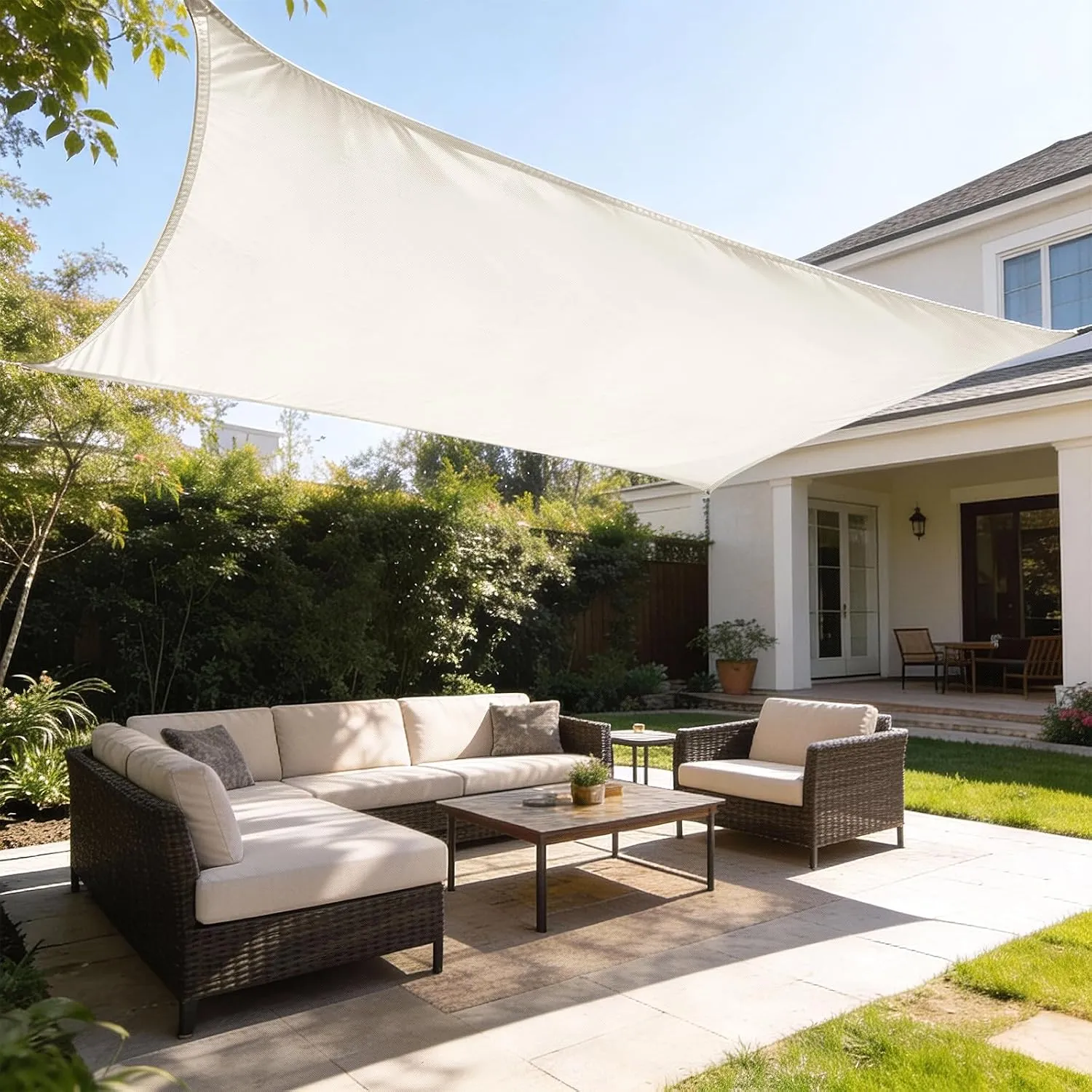 HAIKUS Sonnensegel Wasserdicht Rechteckig 5x6m Sonnenschutz Wasserabweisend Premium PES Polyester mit UV Schutz für Bal…