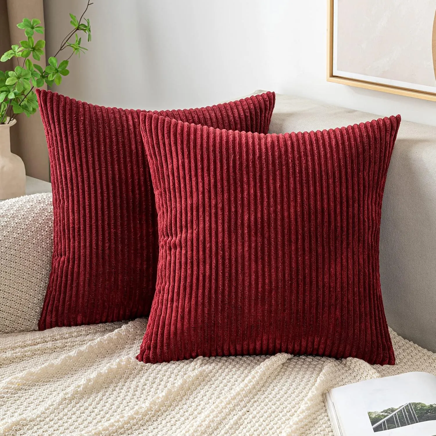 EMEMA Kissenbezug 40x40 cm Kordsamt Kissenbezüge Dekokissen Sofakissen Cord Kissenhülle Zierkissenbezug Kord Dekorative…