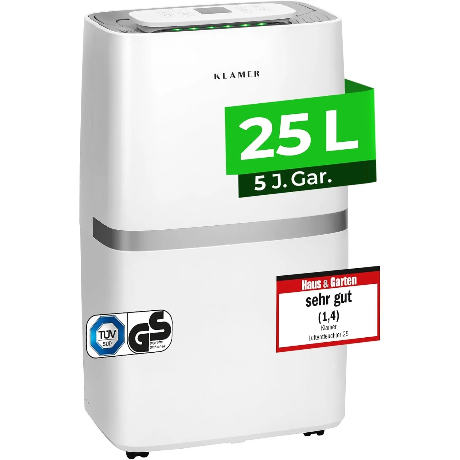 KLAMER Luftentfeuchter elektrisch 25L in 24h mit 5,5L Tank