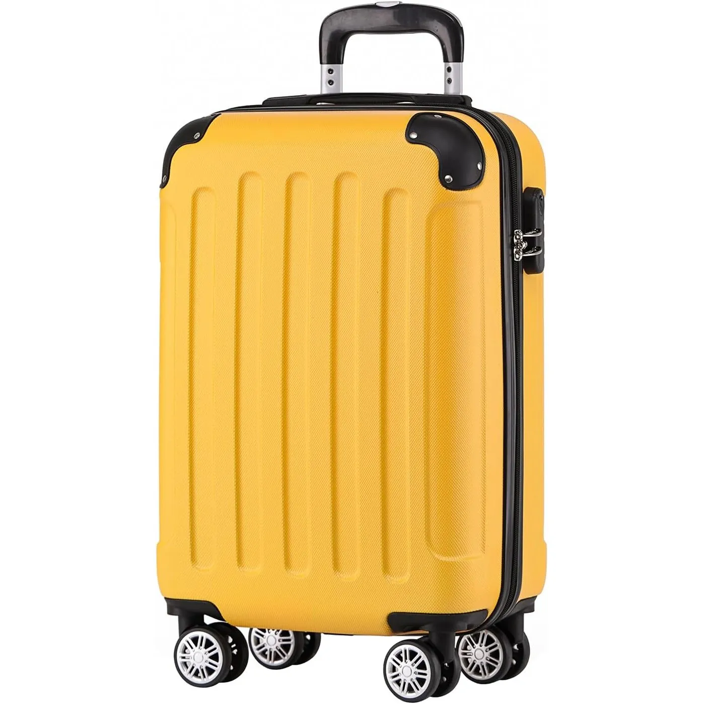 BEIBYE Zwillingsrollen Hardcase Reisekoffer Koffer Trolleys Hartschale in XL-L-M in 20 Farben (Gelb, Handgepäck (55cm))