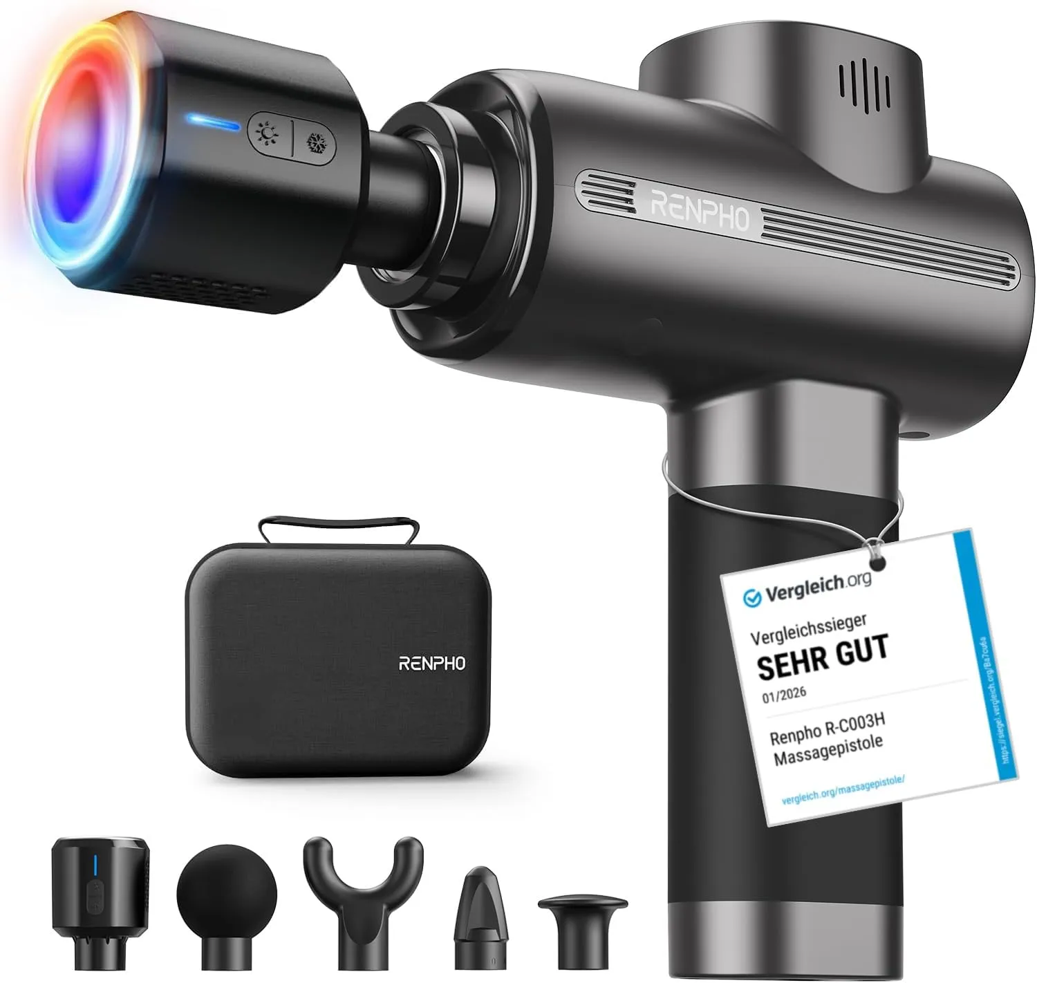 Massagepistole Wärme und Kälte, RENPHO Thermacool Massagepistole Massage Gun mit Hitze Kälte Function, Muskel Massagege…