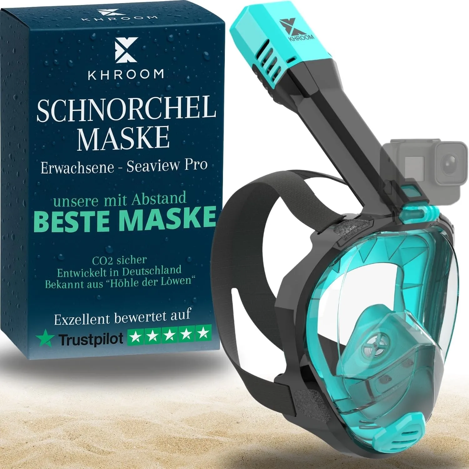 Khroom Schnorchelmaske Erwachsene Vollmaske | Unsere Beste CO2 sichere Tauchermaske Seaview Pro zum Schnorcheln | Tauch…