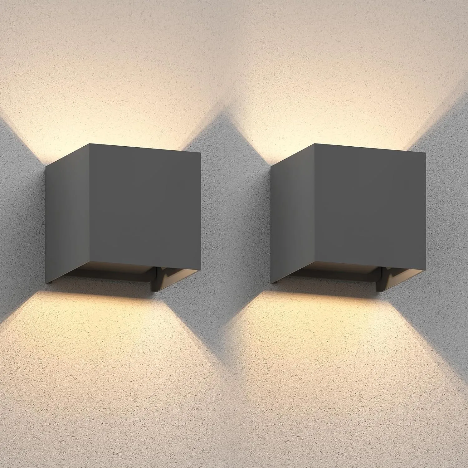 ledscom.de 2x Wandleuchte CUBEL für außen, IP65, Up-/Downlight, anthrazit matt, quadratisch, 1x G9 max. 10W