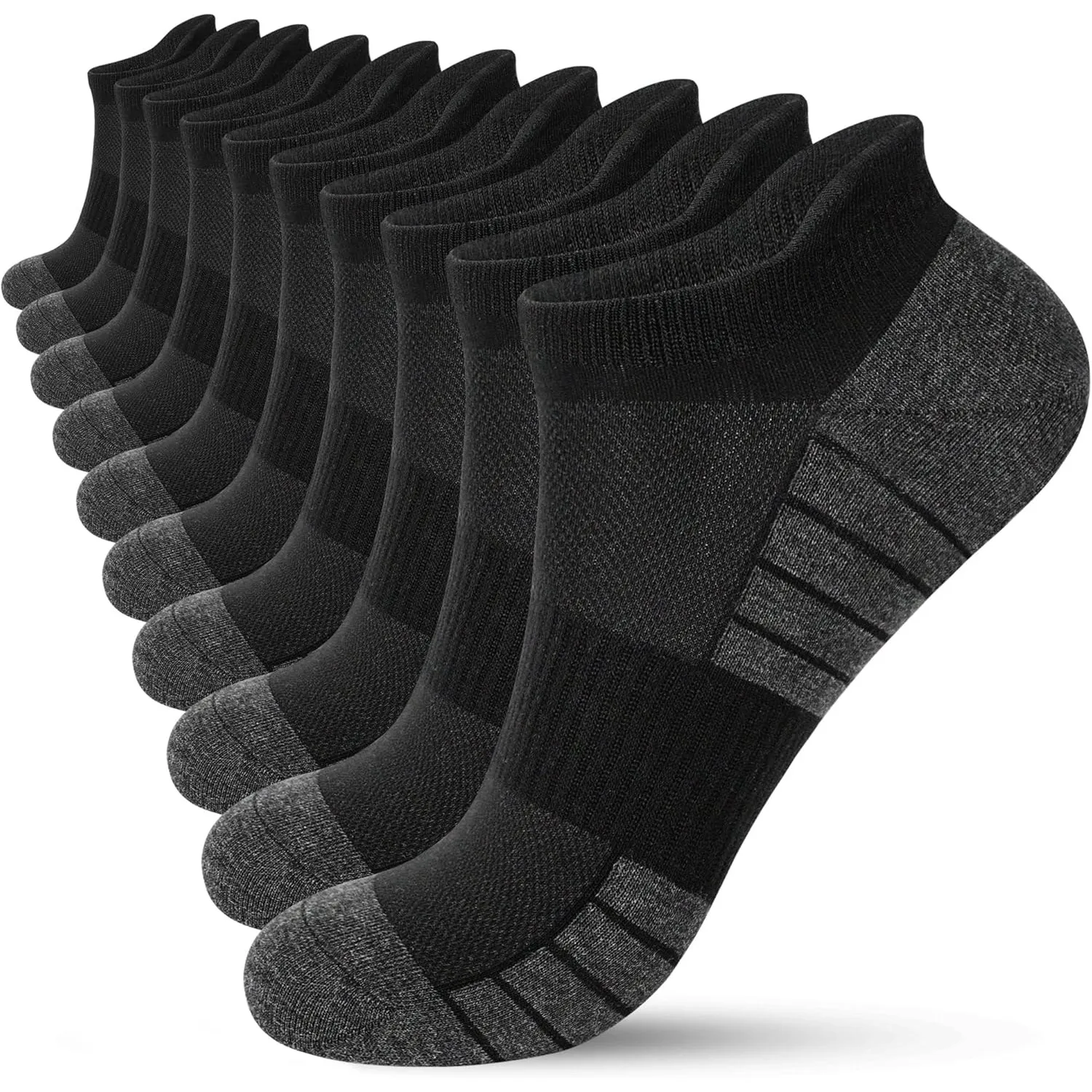 10 Paar Sneaker Socken Herren Damen, Atmungsaktive Sportsocken, Baumwolle Kurz Laufsocken