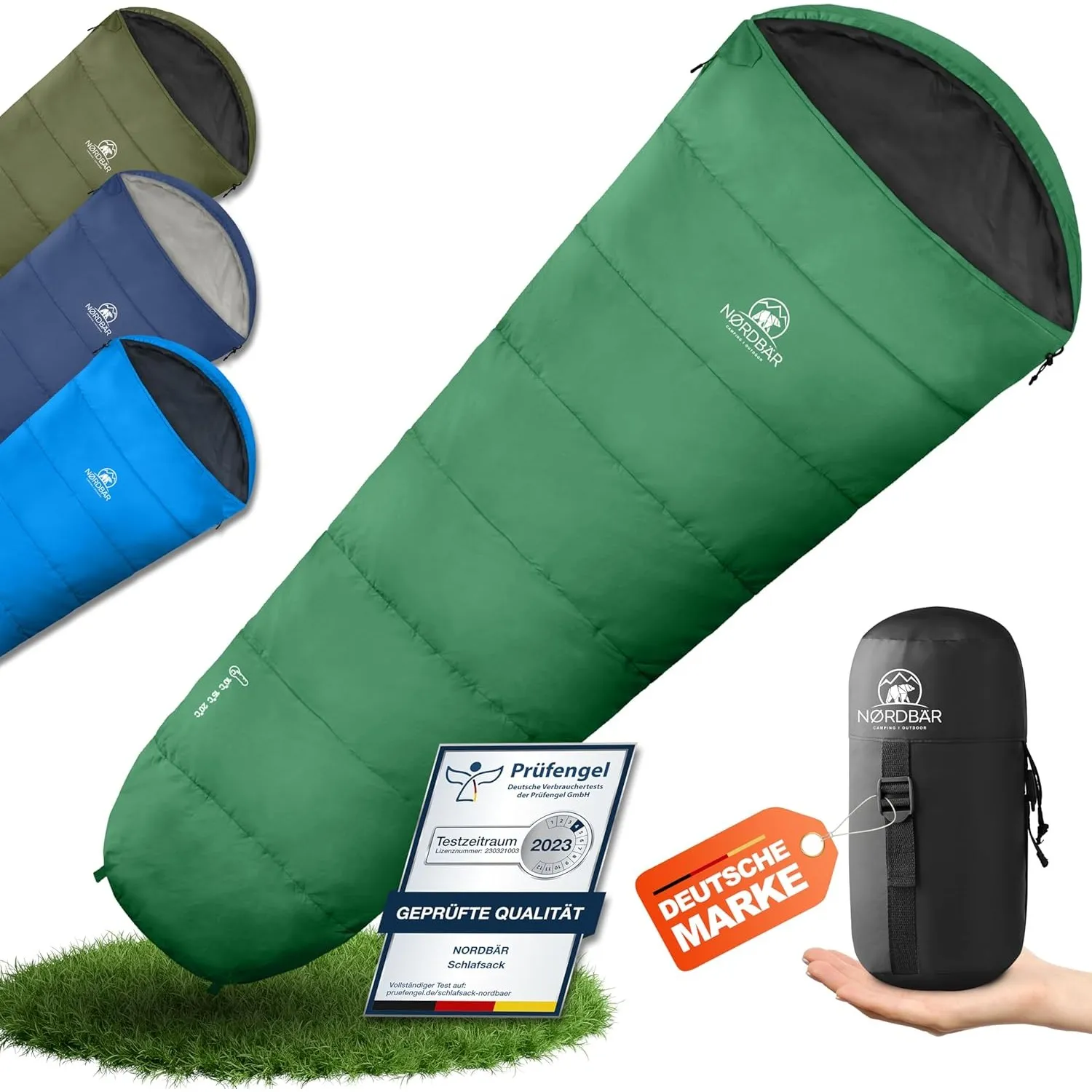 NORDBÄR® Schlafsack 3 Jahreszeiten & Sommer Ultraleicht [750g/1500g] | Camping Mumienschlafsack | kleines Packmaß [100G…
