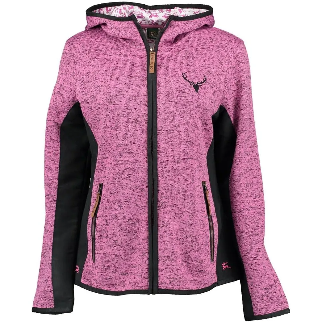 OS Trachten Damen Strickfleecejacke Freizeitjacke Übergangjacke mit Kapuze Zumgu