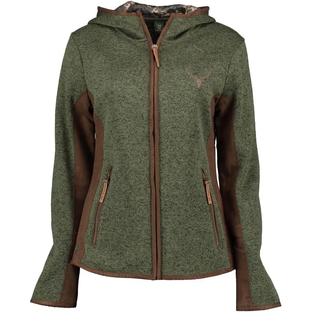 OS Trachten Damen Strickfleecejacke Freizeitjacke Übergangjacke mit Kapuze Zumgu