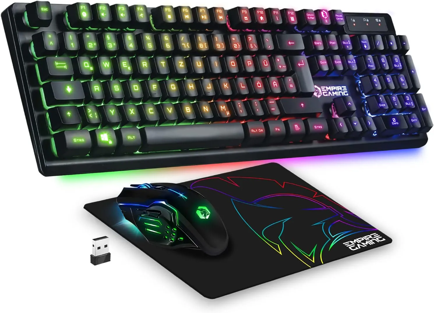 EMPIRE GAMING - Armor RF800 Wireless Wiederaufladbare Gaming Tastatur und Maus Set QWERTZ (DE-Layout) -Tastatur 2,4GHz …