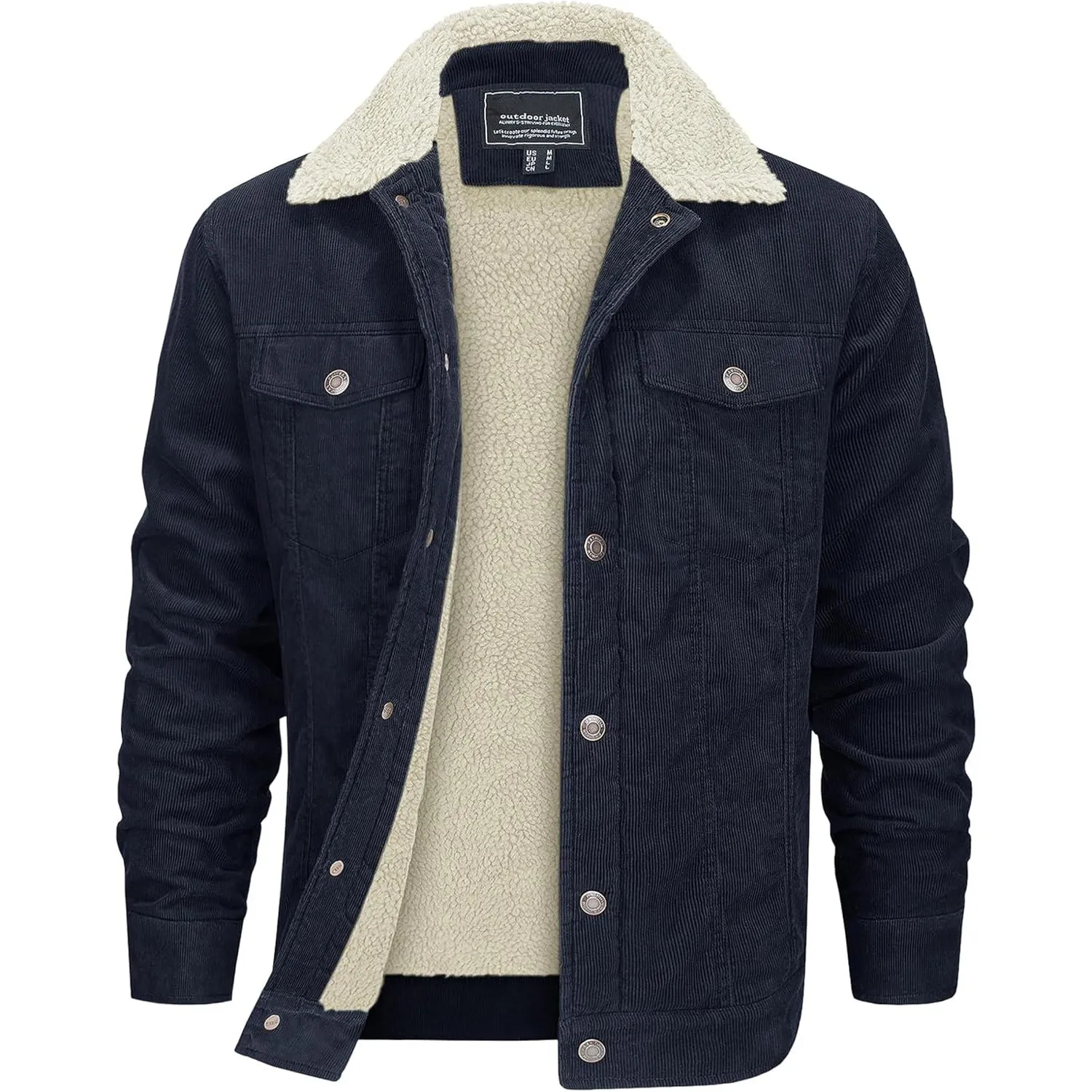 EKLENTSON Herren Warme Cordjacke Outdoor Winddicht Winterjacke