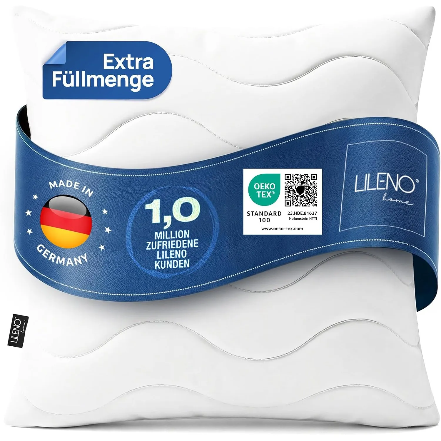 LILENO HOME Kopfkissen 80x80 (1er Set) – 95°C waschbar, OekoTex 100