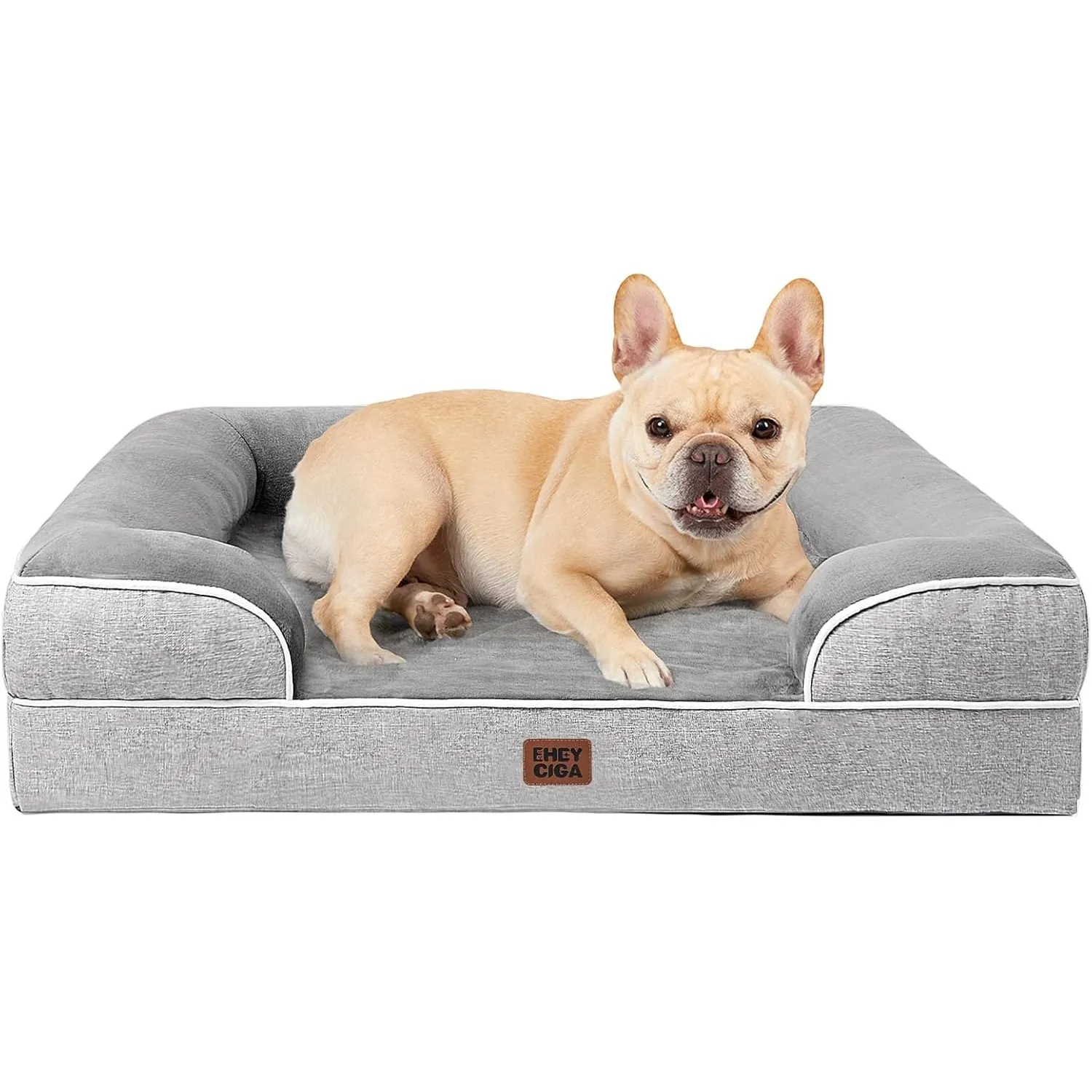 EHEYCIGA Orthopädisches Hundebett Kleine Hunde, 76x51cm, Grau | Orthopädischer Eierkistenschaum, Waschbarer und Wasserd…