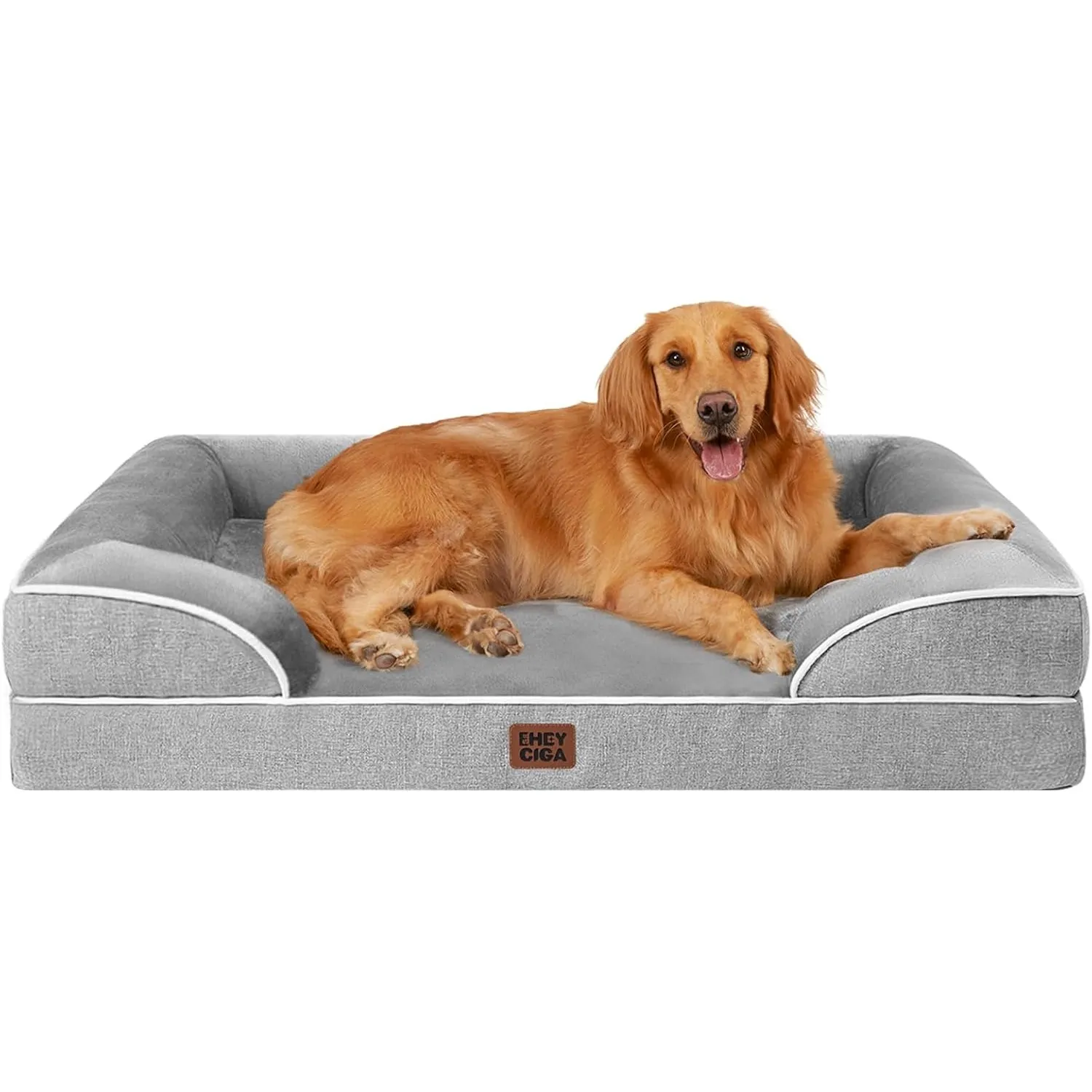 EHEYCIGA Orthopädisches Hundebett Grosse Hunde, 112x81cm, Grau | Orthopädischer Eierkistenschaum, Waschbarer und Wasser…