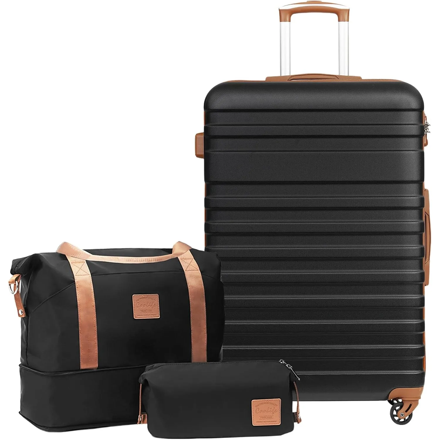 COOLIFE 3-Teiliges Koffer Set, Koffer Groß 77cm XL mit 1 Reisetasche,Leicht
