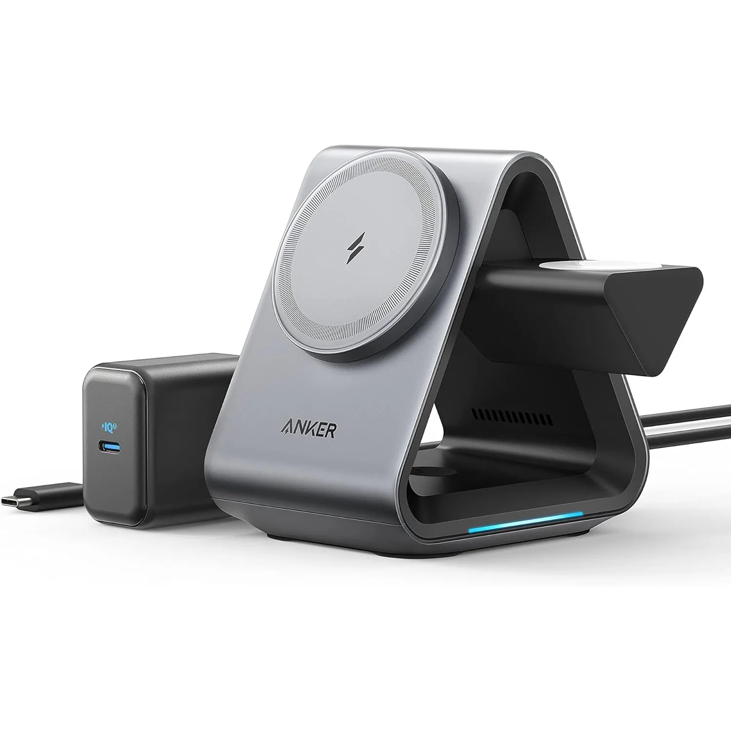Anker MagGo MagSafe Ladegerät (3-in-1 Station) with 15W Max Fast Charge MFi Certified, for iPhone 17/16/15 Series, Appl…