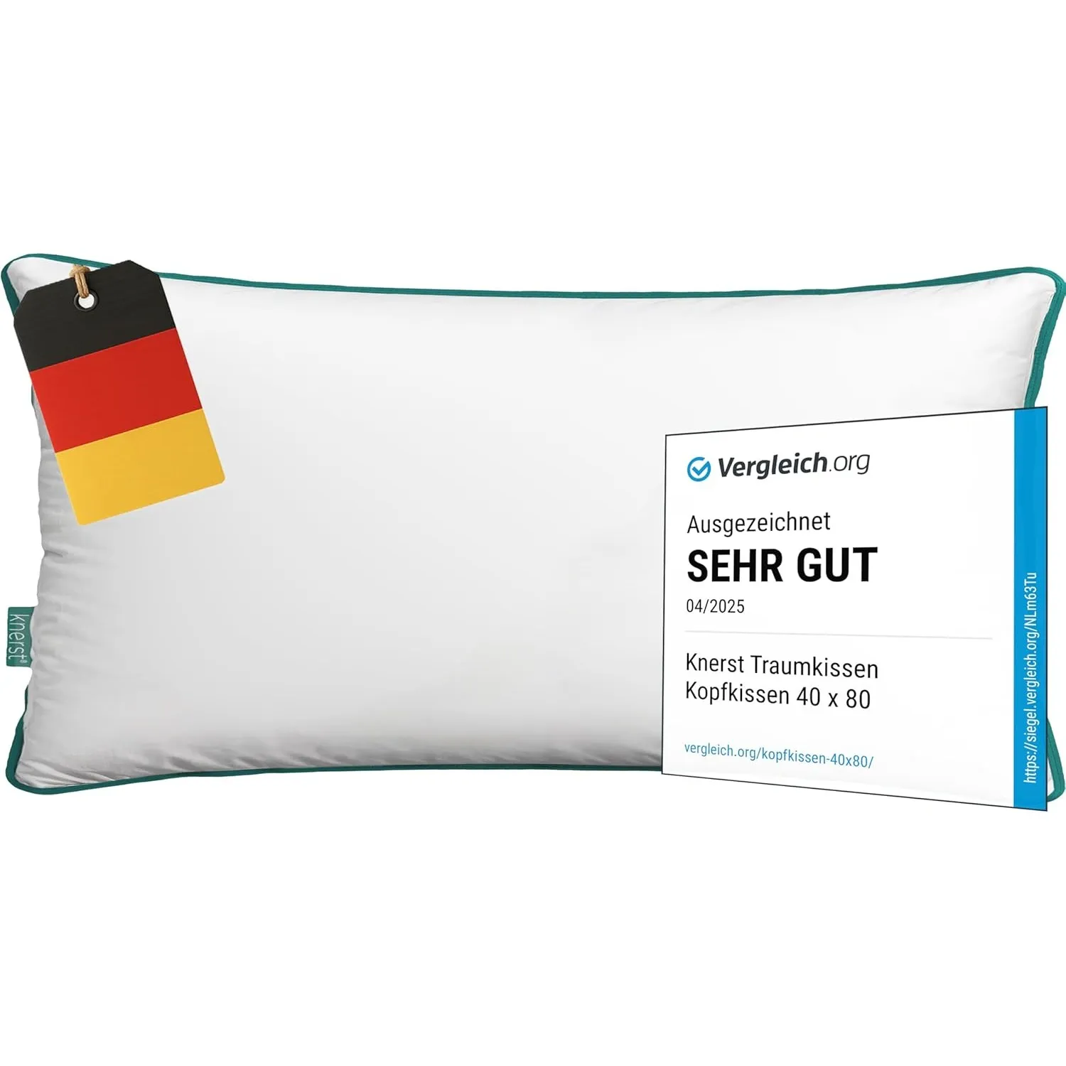 KNERST Kopfkissen 40x80, Made in Germany, Polster Kissen, Ökotex Pillow