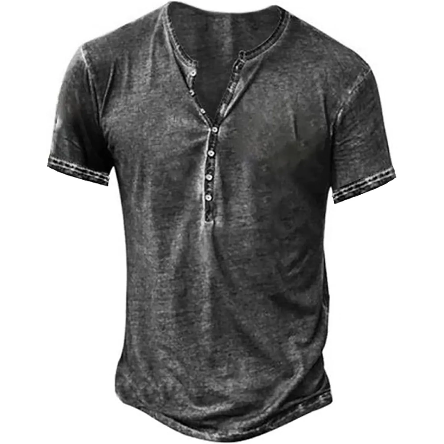 Beotyshow Hemd Herren Langarm Henley Shirt Männer Freizeithemd Vintage Casual Leicht Baumwolle Slim Fit T-Shirt