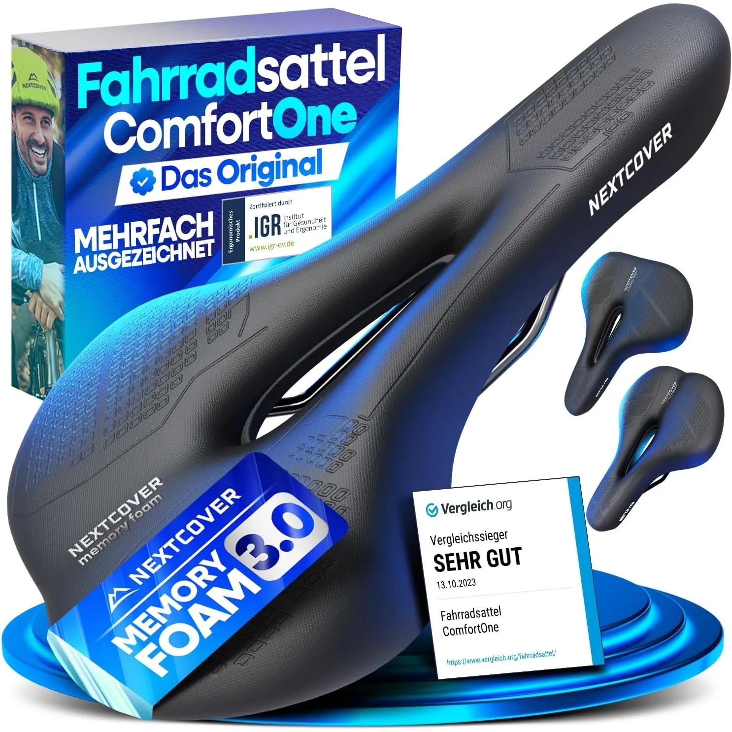 NEXTCOVER® Fahrradsattel - Das Original - mit Memory-Foam 3.0 I maximaler Fahrkomfort I ergonomischer Fahrrad Sattel fü…