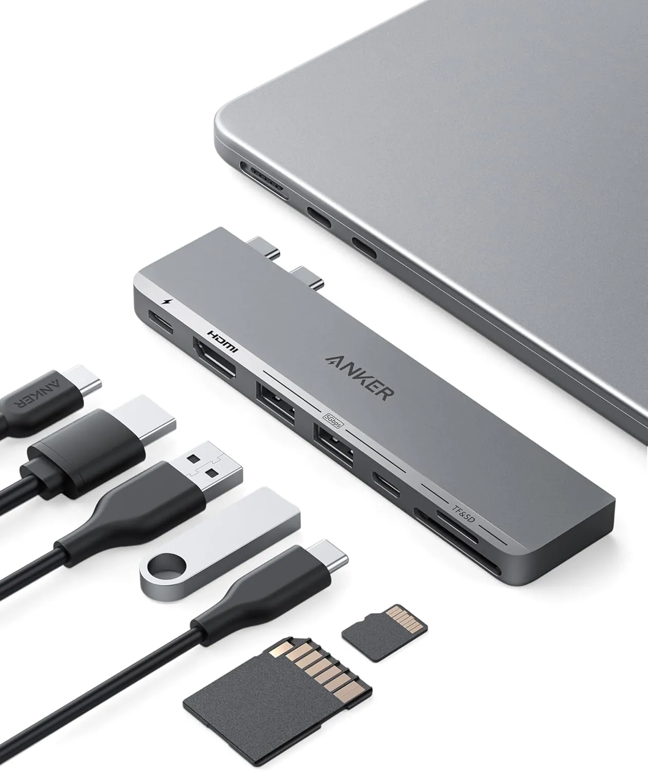 Anker USB-C Hub für MacBook, Anker 547 USB-C Hub (7-in-2), Kompatibel mit Thunderbolt 4 Port, 4K HDMI, 2 USB-A Datensch…
