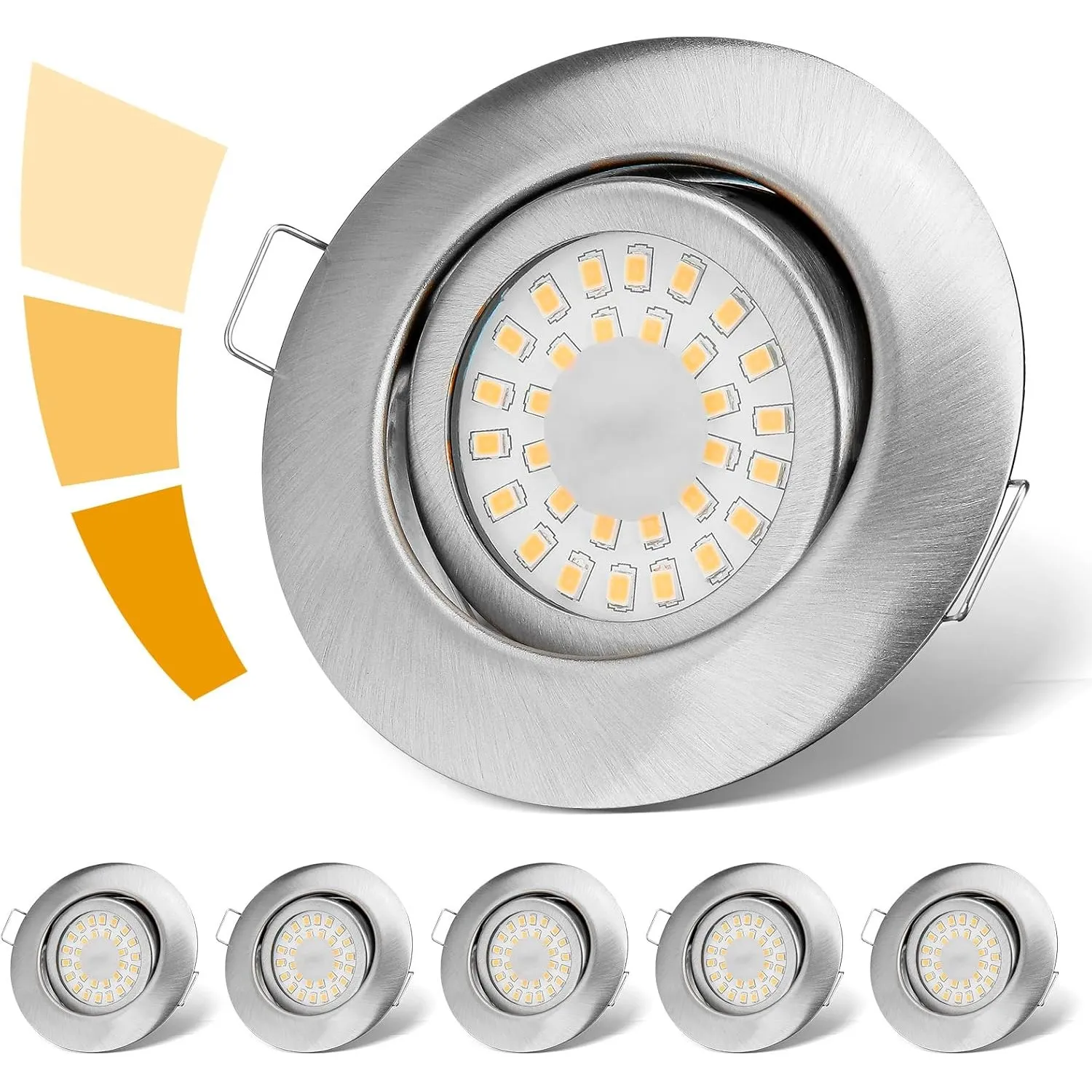 LED Einbaustrahler 230V Flach Dimmbar, Spots 3 stufe, 6W IP44 Bad Einbauleuchten Deckenspots Deckenstrahler,Warmweiß 30…