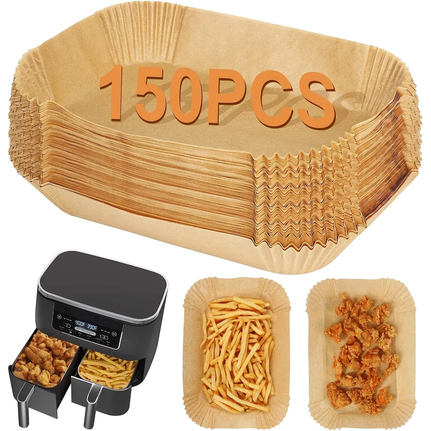BYKITCHEN Airfryer Backpapier für Ninja Dual Zone 9,5L, 150 Stück