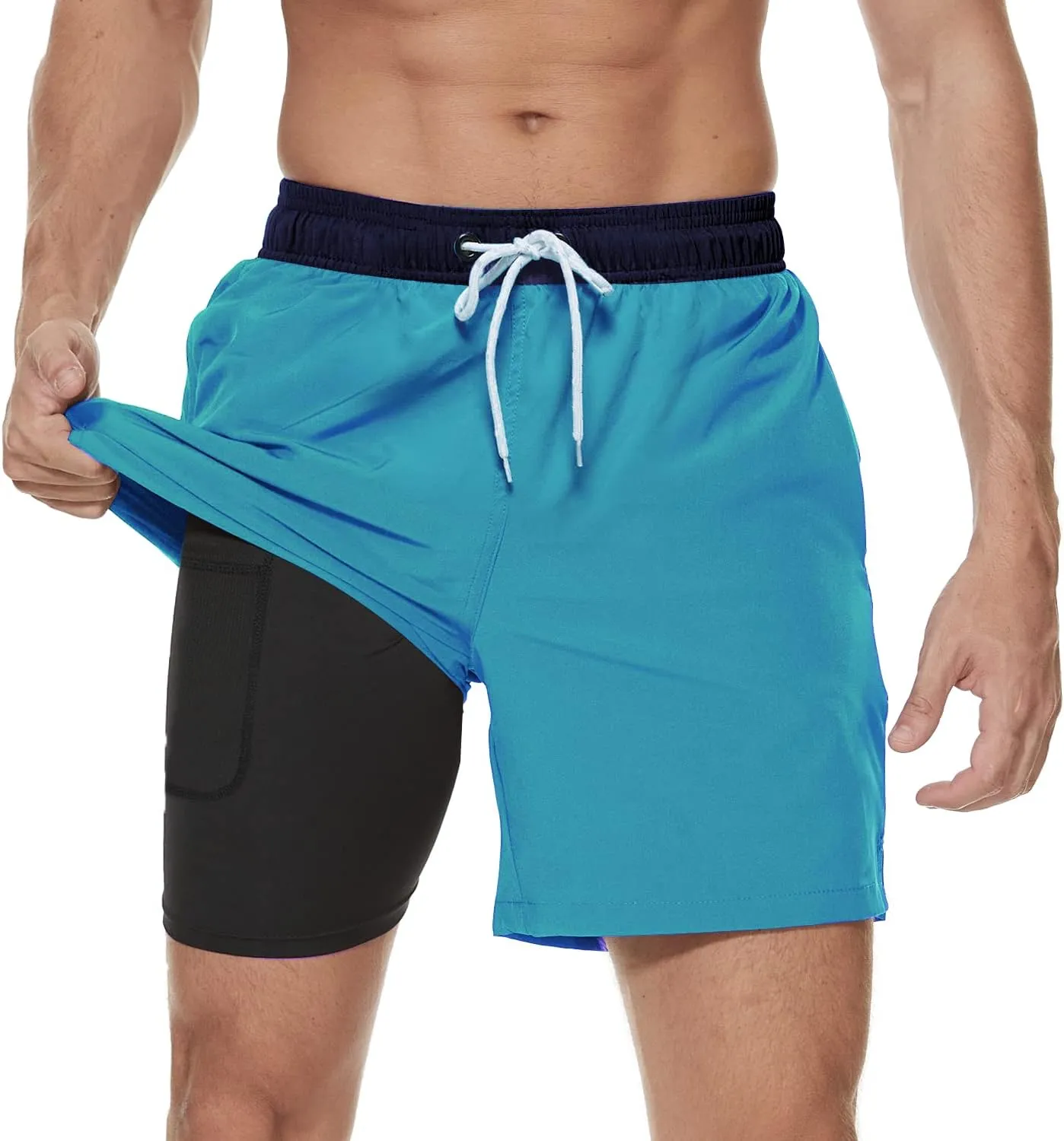 Arcweg Swimming Trunks for Men, with Compression Liner, 2-in-1 Breathable Swimming Shorts, Elasticated Training Shorts,…