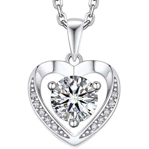 MomentWish Halskette Damen Silber 925 Moissanite Damenschmuck Geschenk