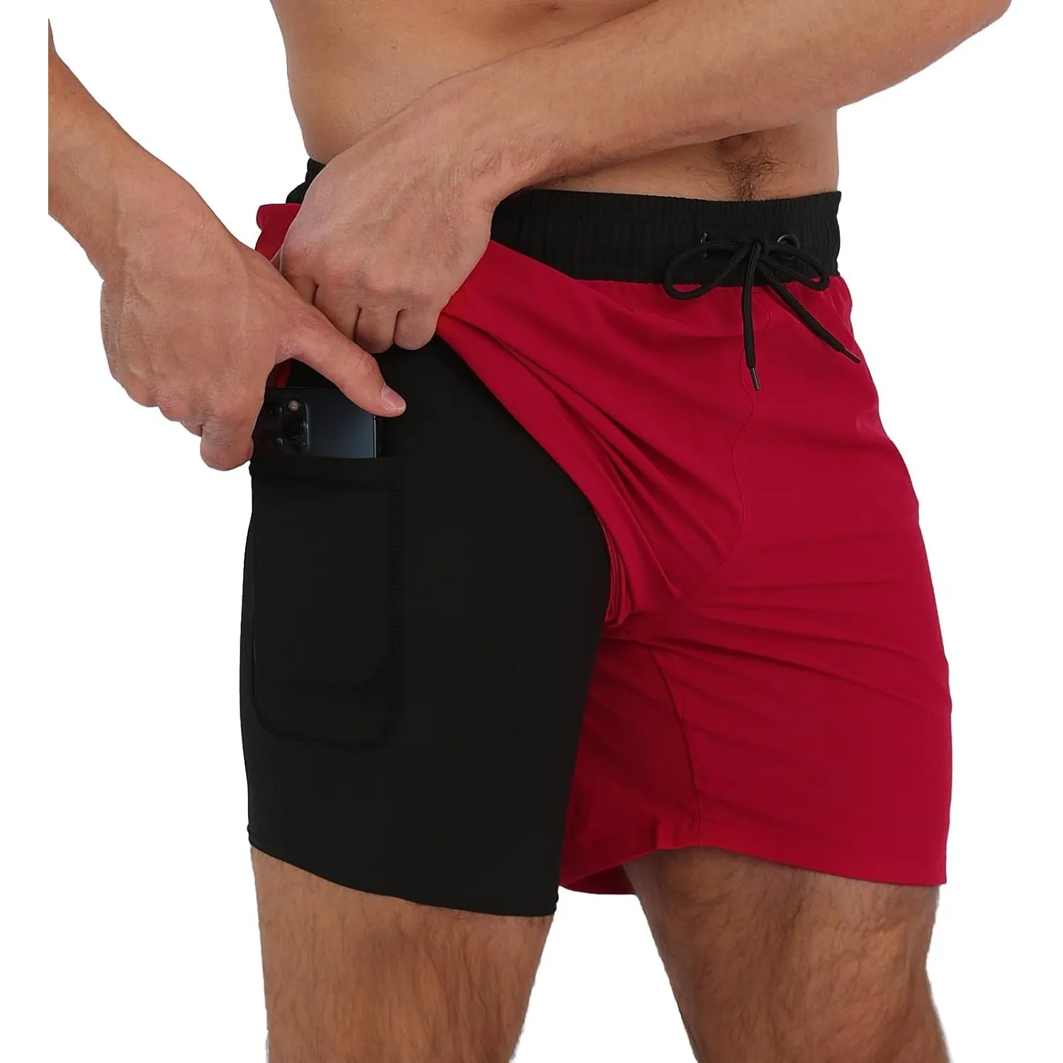 Arcweg Badehose für Herren mit Kompression Liner 2 in 1 Atmungsaktiv Badeshorts Männer Elastisch Trainingsshorts Verste…