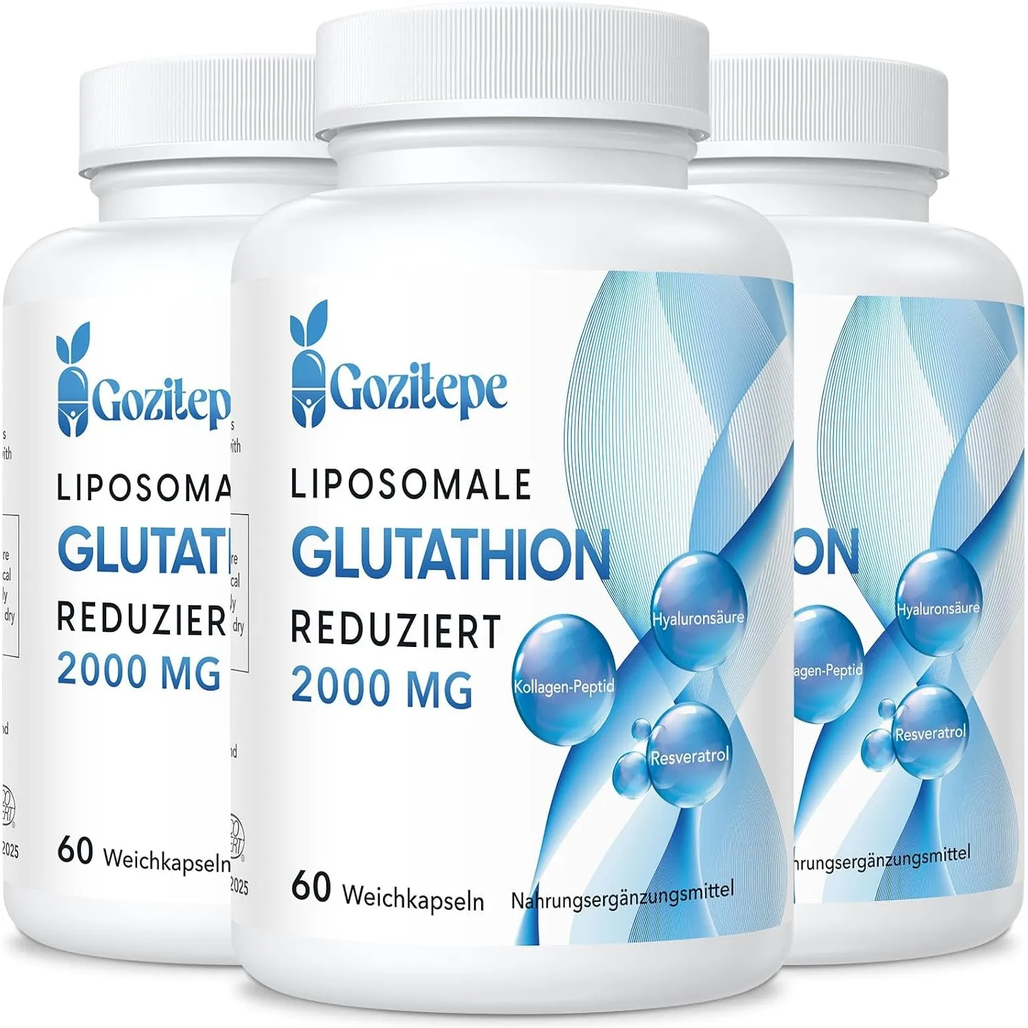 Liposomales Glutathion reduziert 2000mg pro Portion | Glutathion Ergänzung mit Hyaluronsäure + Kollagenpeptid + Resvera…