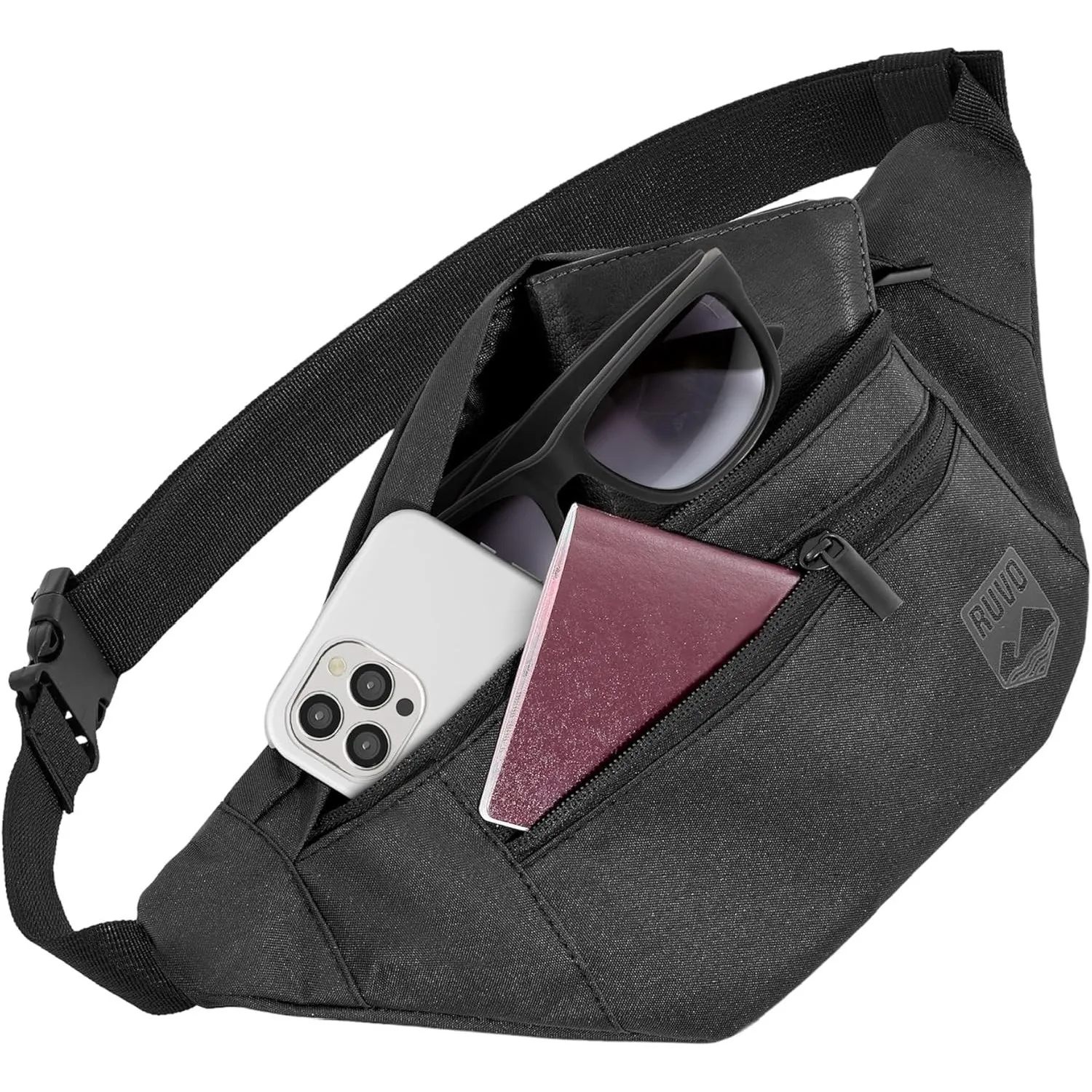 RUVO® Bauchtasche Herren und Damen | Diebstahlsichere Bauchtasche | Outdoor Gürteltasche Herren & Damen | für Reisen, S…