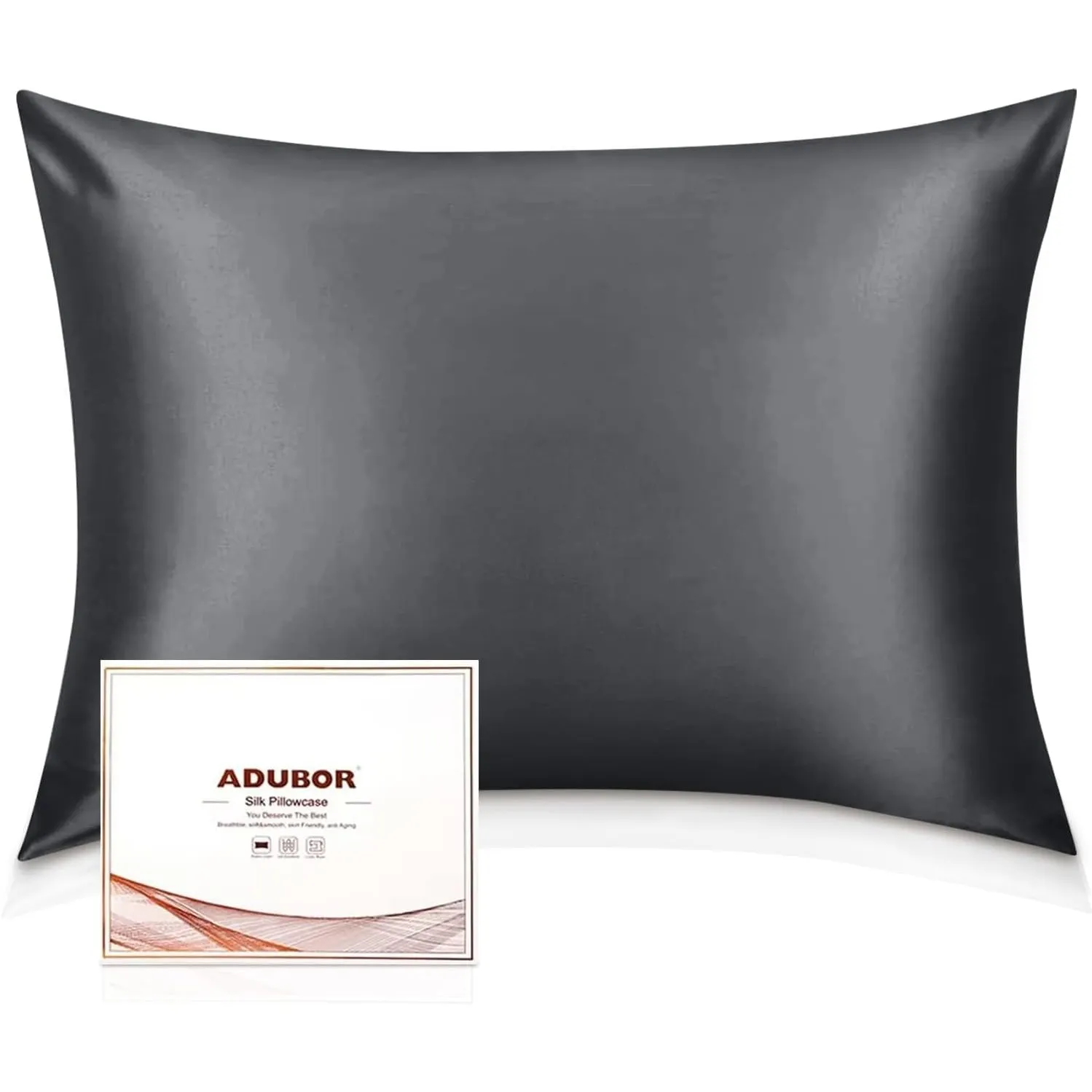 Adubor Seidenkissenbezug 40x80cm für Haar und Haut mit Reißverschluss | 22 Momme Seide, Fadenzahl 900, mit verstecktem …
