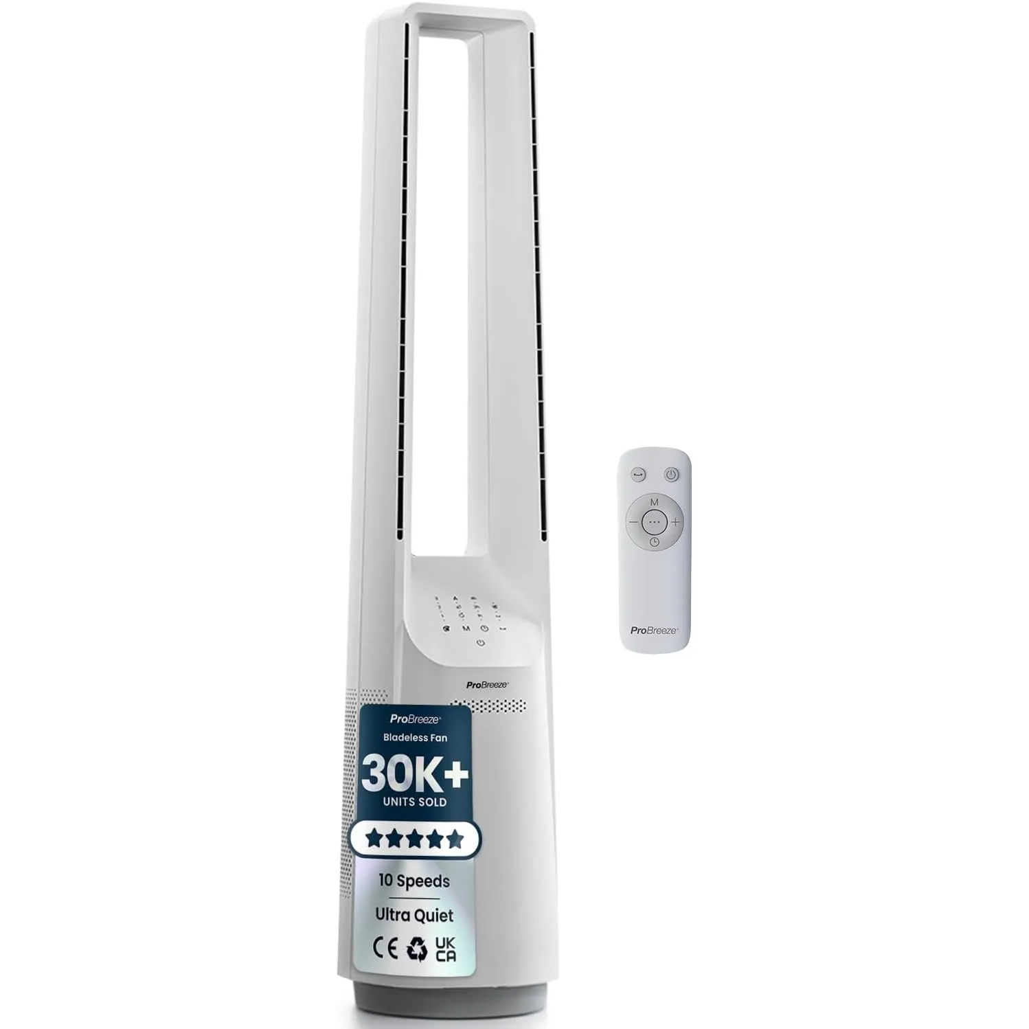 Pro Breeze 101cm rotorloser Ventilator - Ventilator oszillierend mit Fernbedienung, LED Display, 6 Geschwindigkeiten - …
