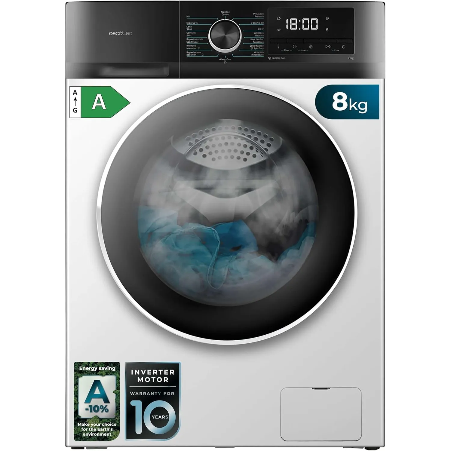 Cecotec Waschmaschine 8 kg Frontlader Bolero Dresscode 8500 Inverter A