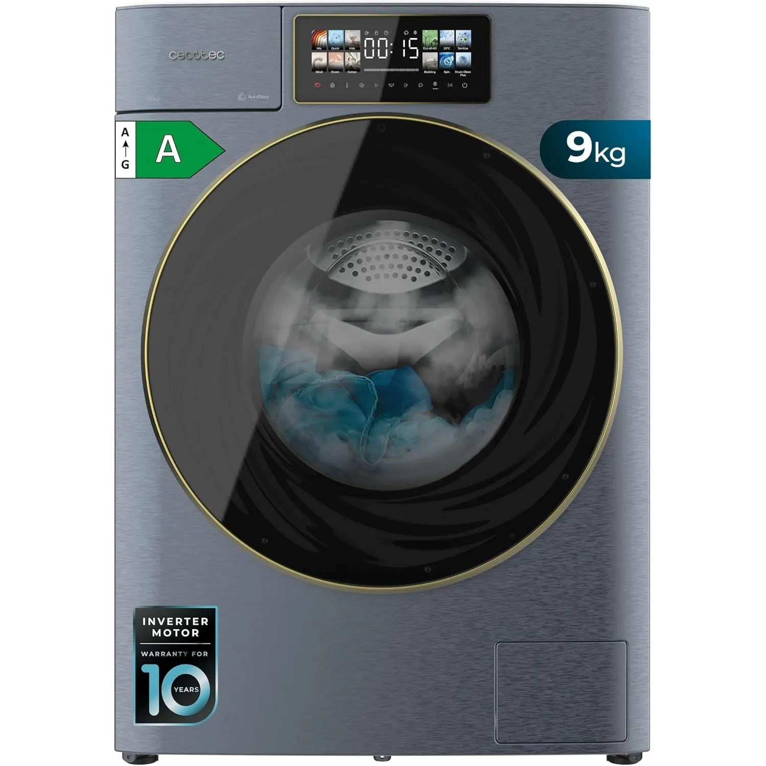 Cecotec Waschmaschine Bolero DressCode 9950 Autodose Inverter 3D Titanium A