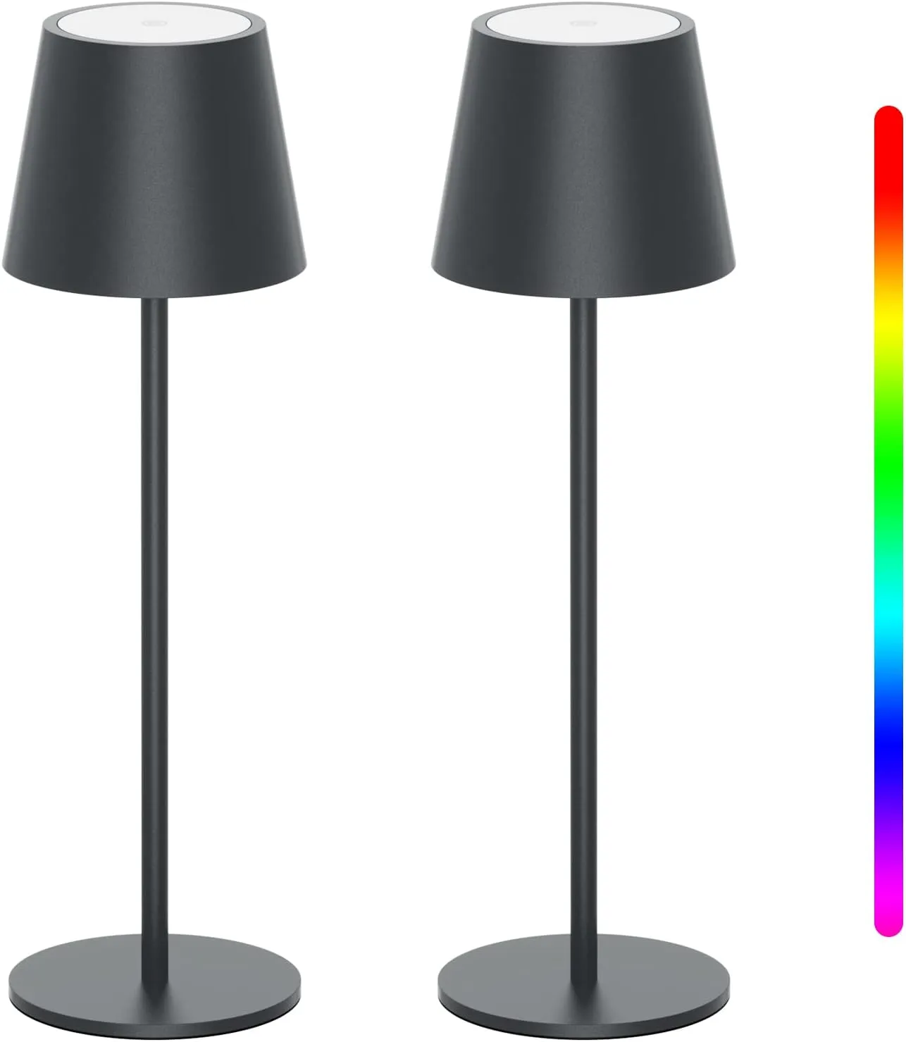 K-Bright Pack of 2 LED Dimmable Battery Table Lamps, Wireless, Rechargeable, Warm Light Colour, 3000 K + RGB Table Lamp…