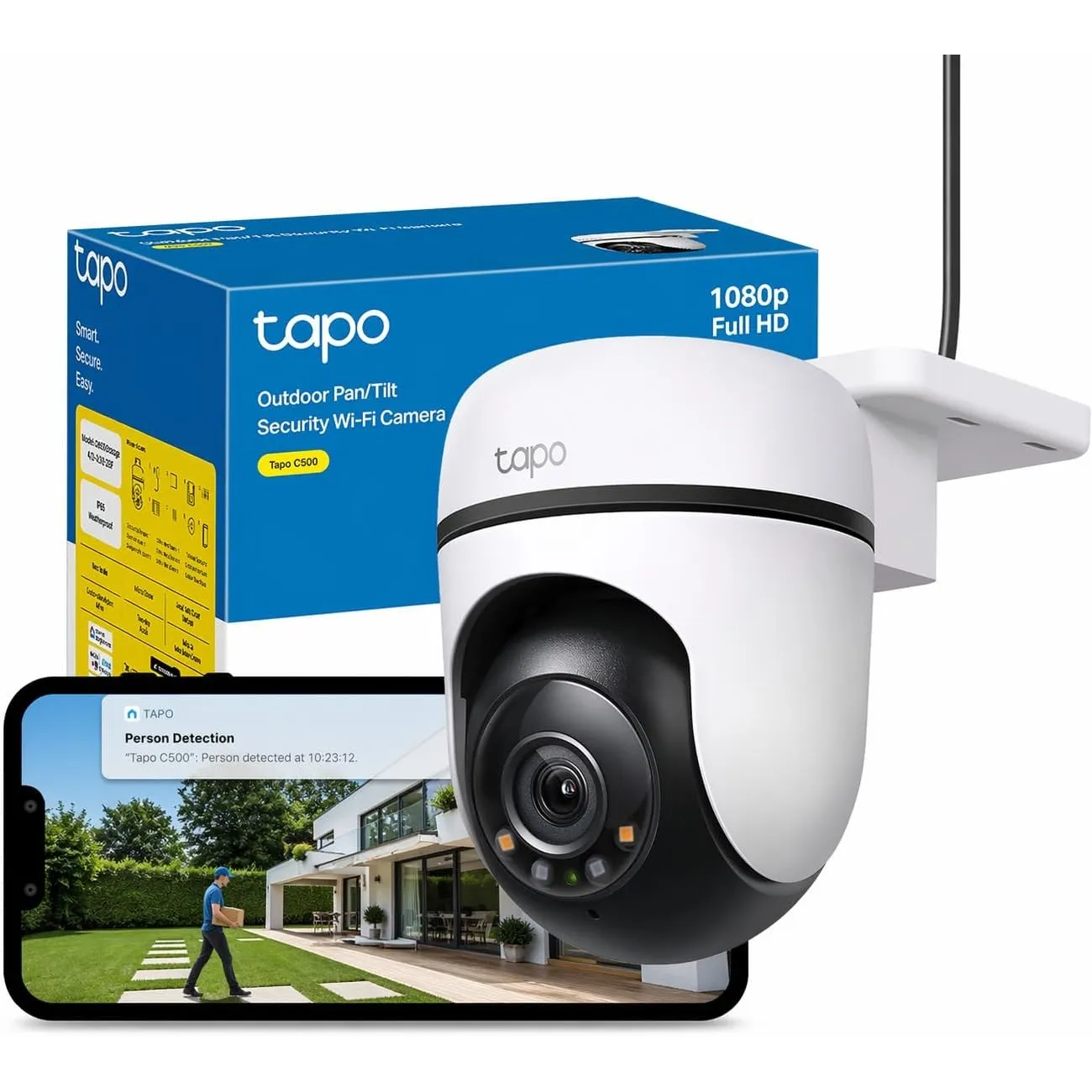 Tapo TP-Link C500 WLAN Überwachungskamera Außen, 360° Sichtbereich, 1080p Auflösung, Bewegungserkennung, Nachtsicht bis…
