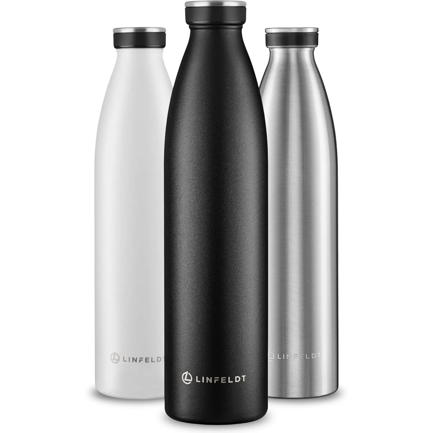 LINFELDT 1L Trinkflasche Edelstahl Isoliert 24H Auslaufsicher + Sprudel - 1000ml Wasserflasche geignet für Sport und Ko…
