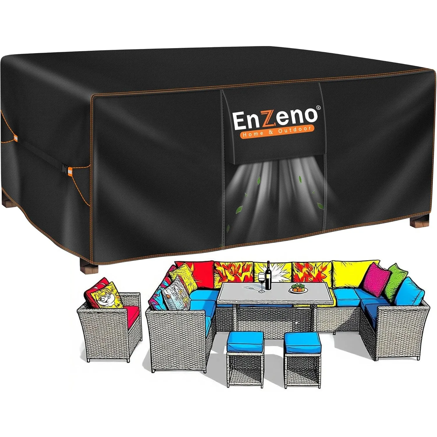 Enzeno Abdeckung Gartenmöbel Winterfest,Abdeckplane für Gartentisch Lounge
