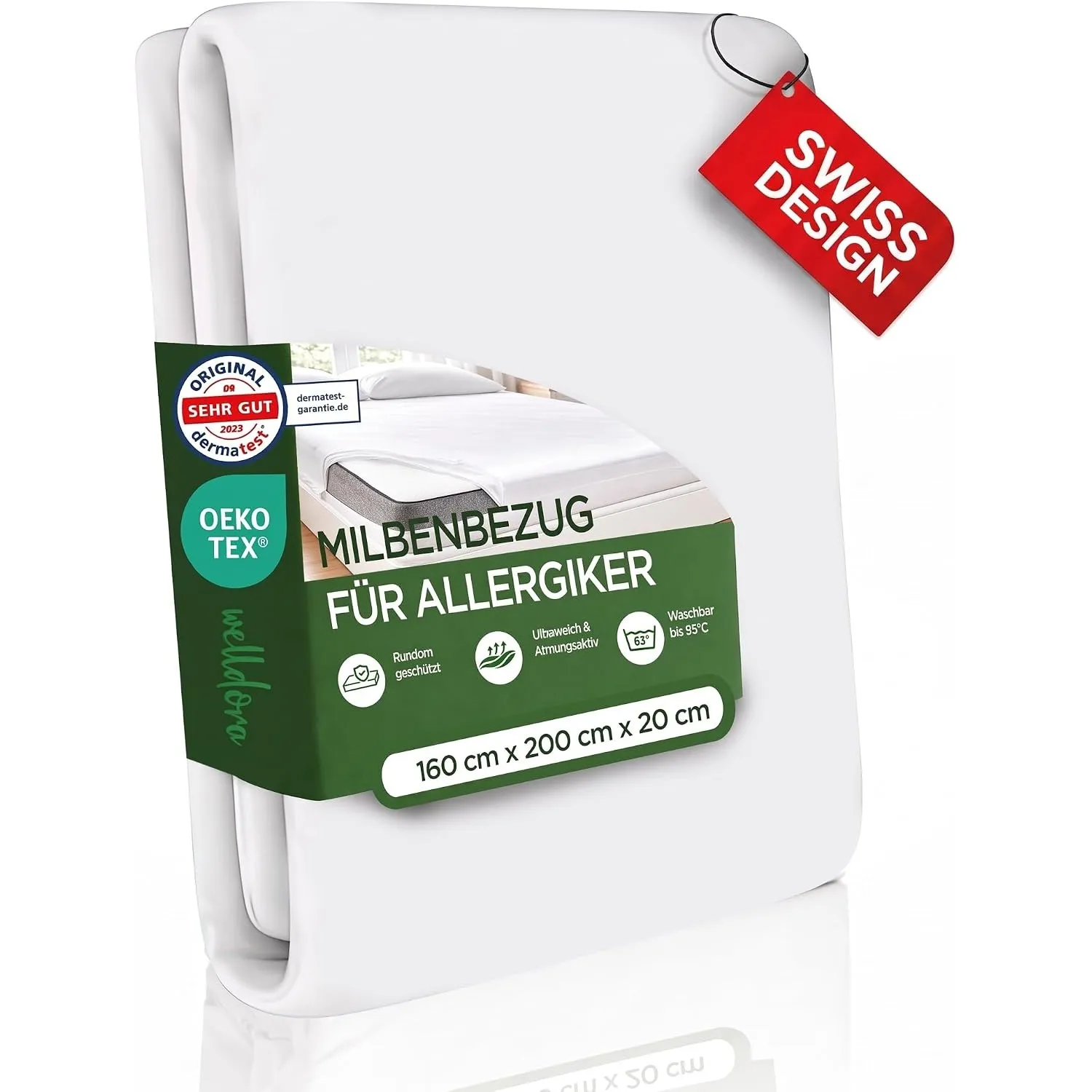 Welldora Milbenbezug Matratze 160x200x20, Premium Encasing, Allergiker