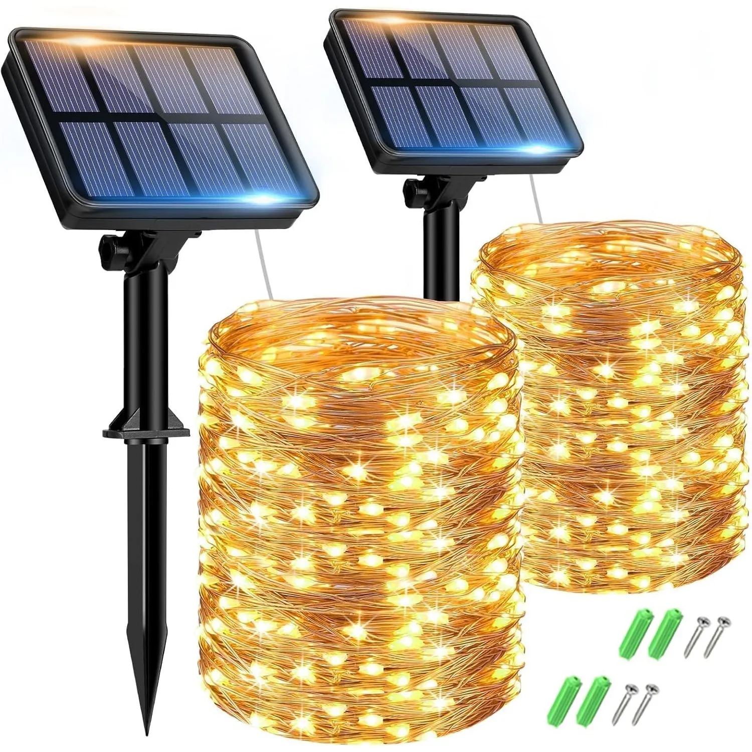 btfarm Solar Lichterkette Aussen, 2x15M 150 LED Solarlichterkette Außen Wetterfest 8 Modi IP65 Wasserdicht Kupferdraht …
