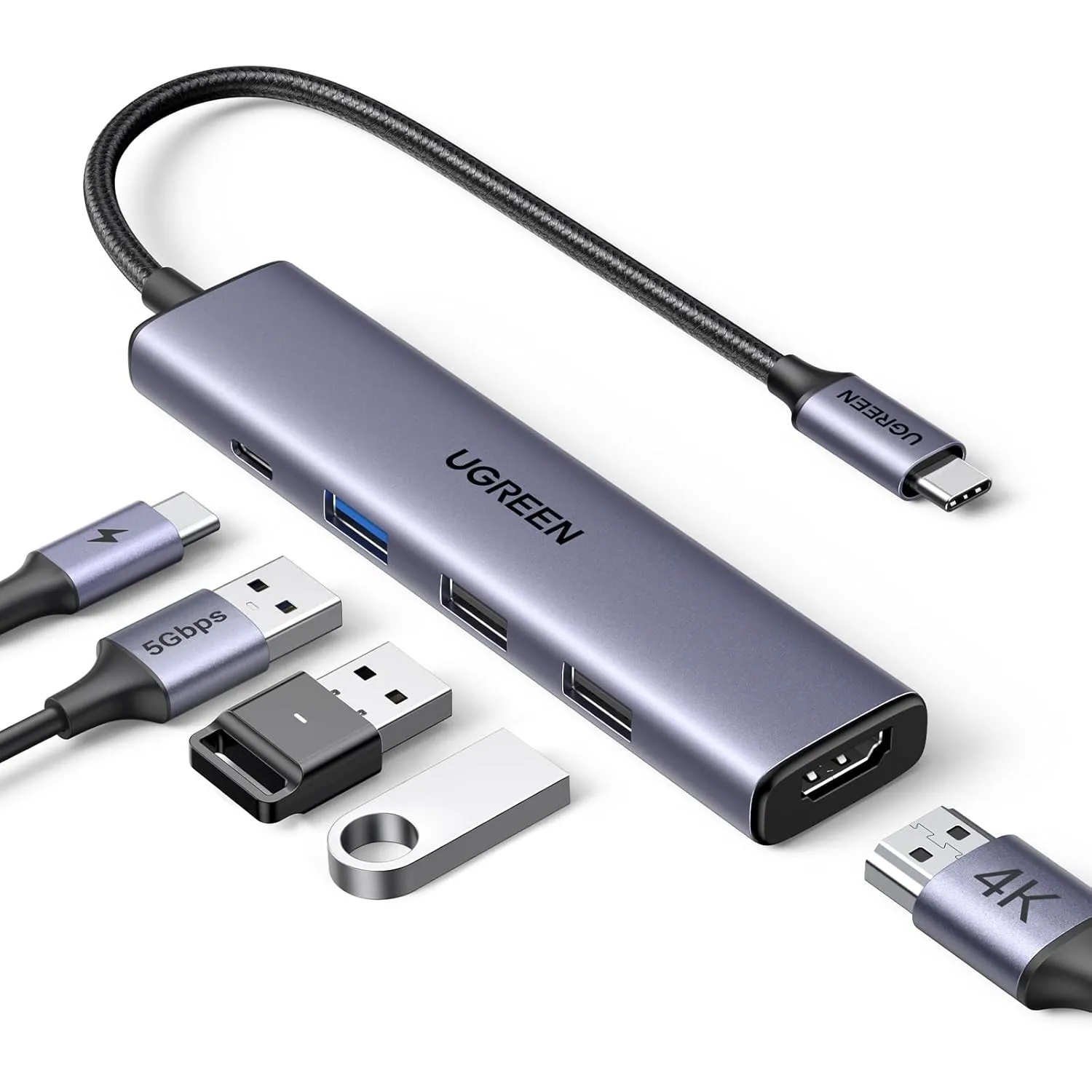UGREEN Revodok 105 USB C Hub 5Gbps, USB C Adapter 4K HDMI, Multiportadapter