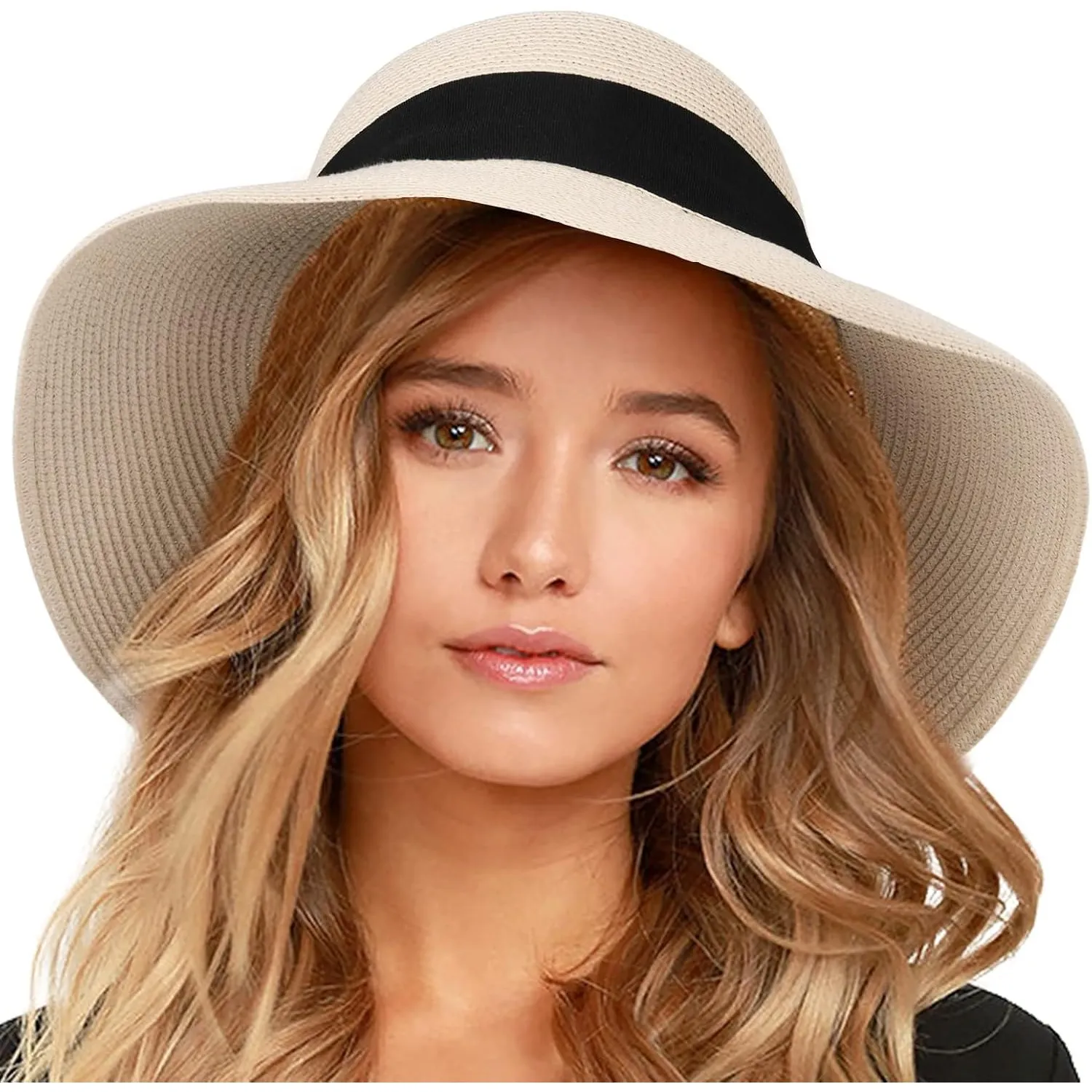 FURTALK Damen Sonnenhut UV-Schutz Strandhut UPF Strohhut mit Breite Krempe